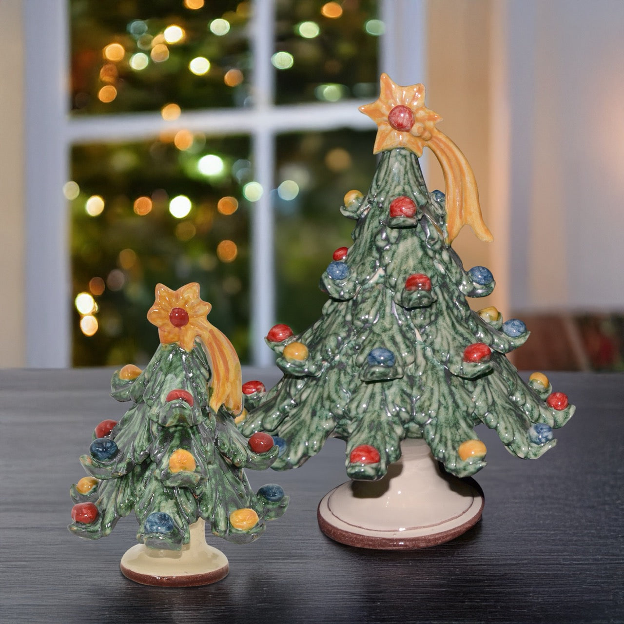 Albero di natale verde con palline colorate in ceramica artistica di Caltagirone - Ceramiche di Caltagirone Sofia