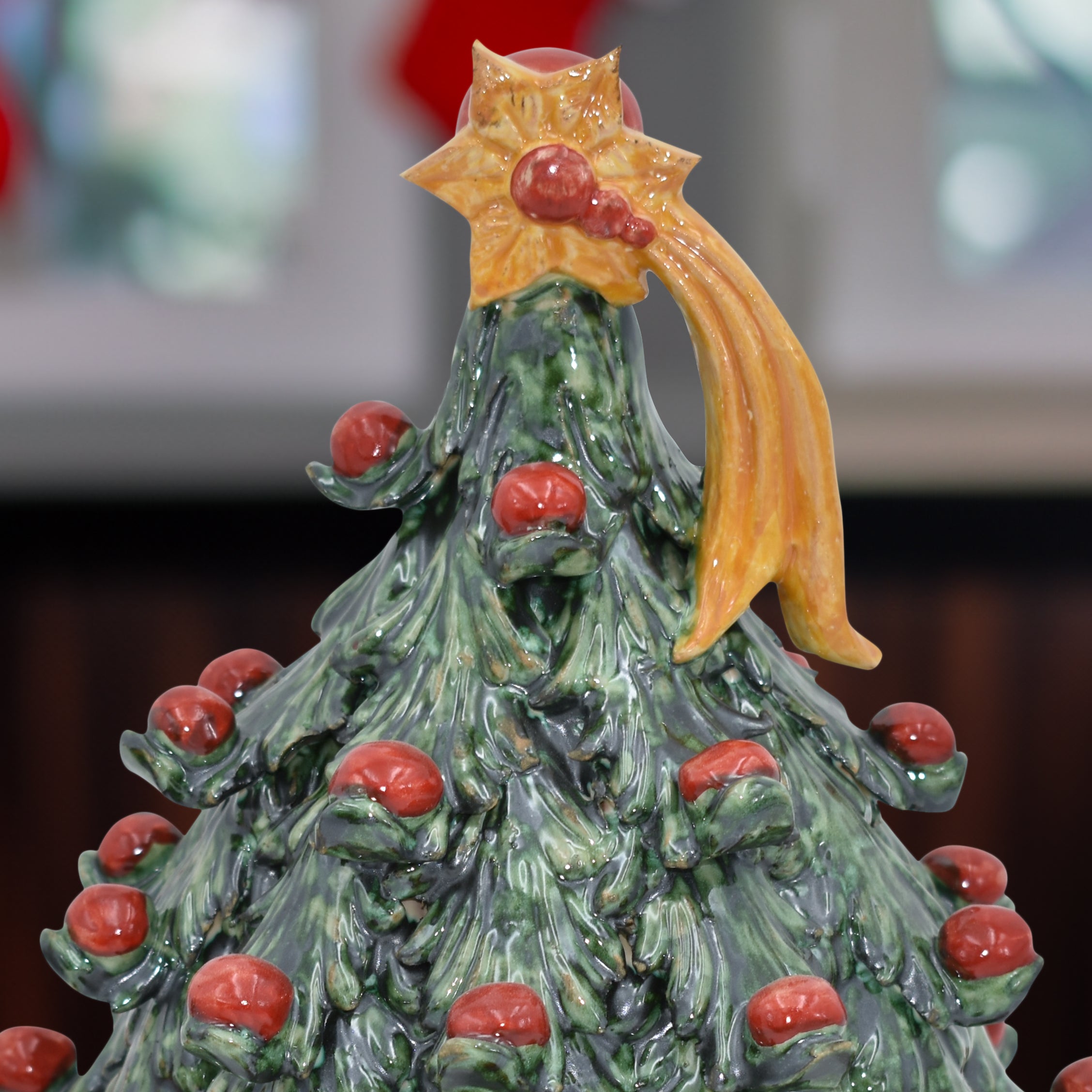 Albero di natale verde/rosso in ceramica artistica di Caltagirone - Ceramiche di Caltagirone Sofia