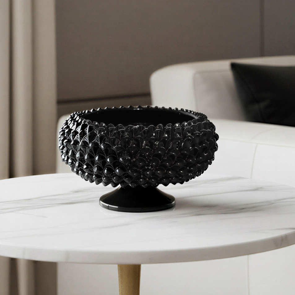 Alzata a Pigna Black Line in ceramica di Caltagirone - Ceramiche di Caltagirone Sofia