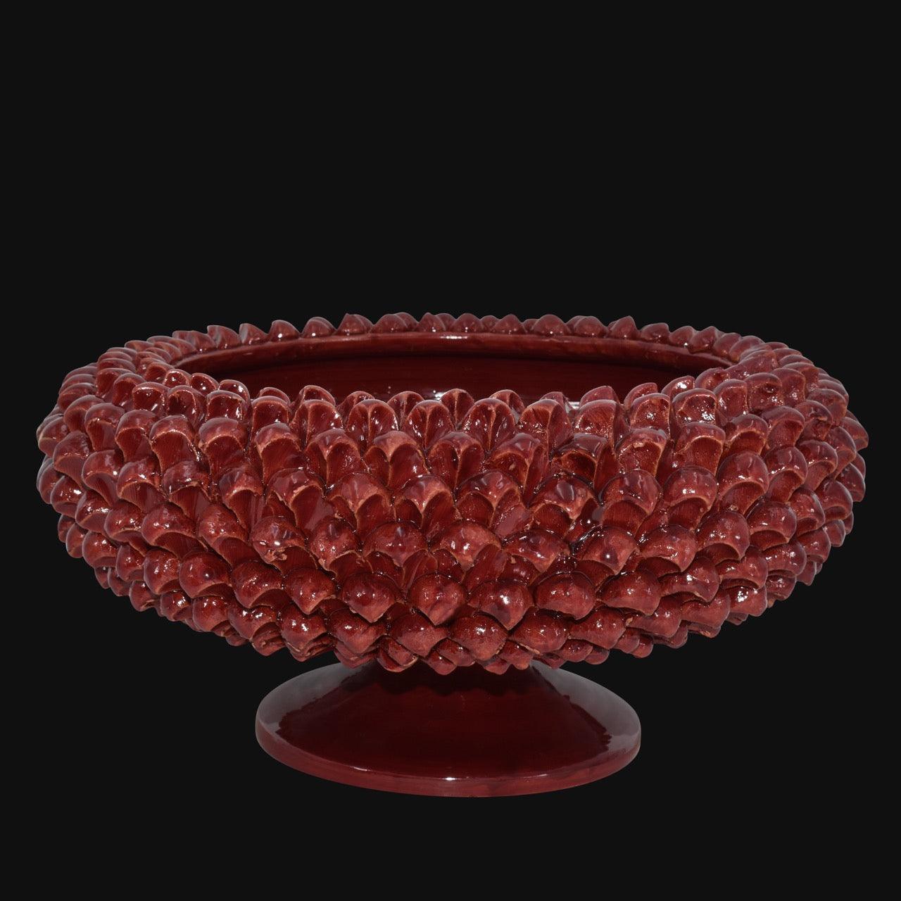 Alzata a Pigna di Caltagirone modellata a mano linea bordeaux - Ceramiche di Caltagirone Sofia