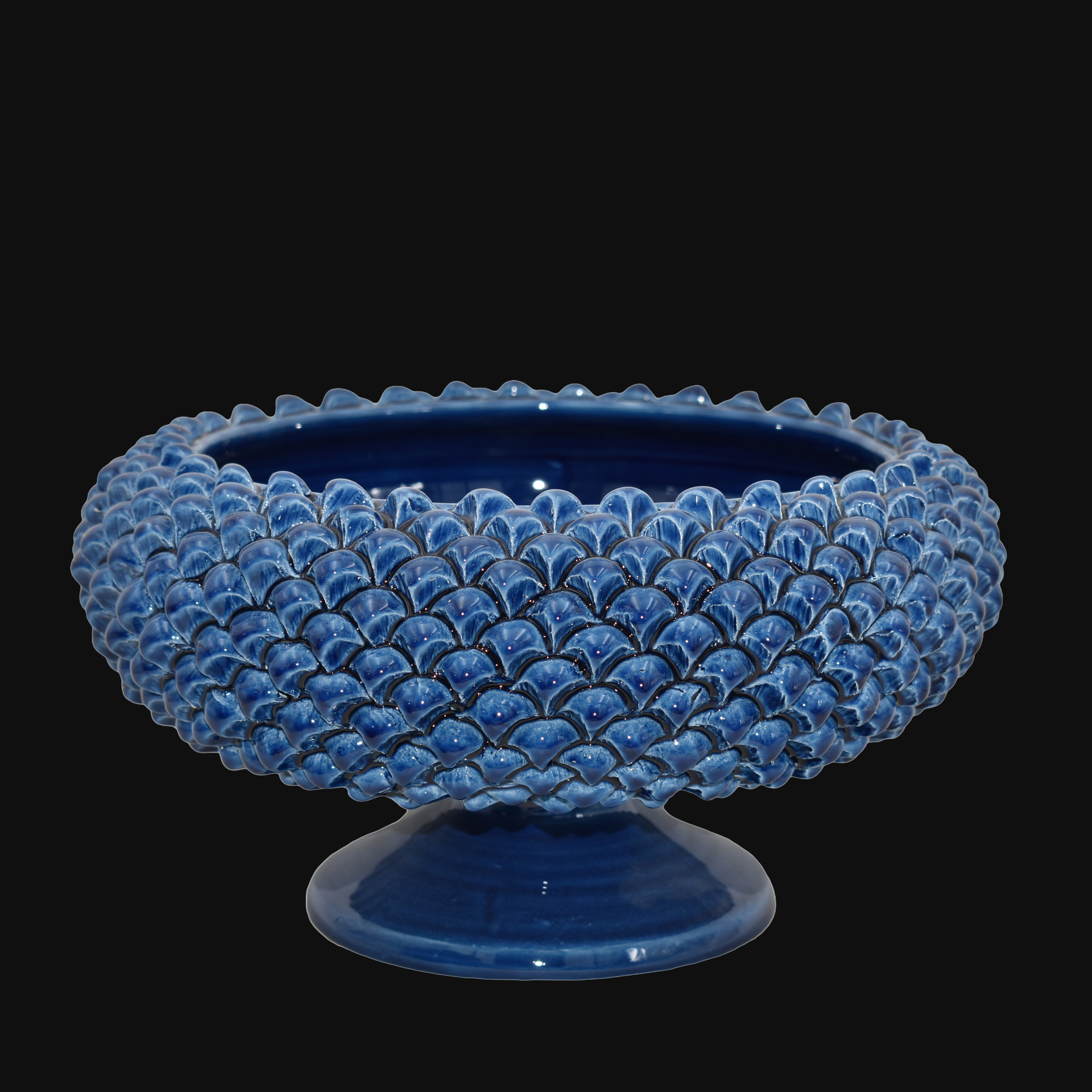 Centrotavola blu Ceramiche di Caltagirone Sofia, ceramiche Caltagirone fatti a mano.