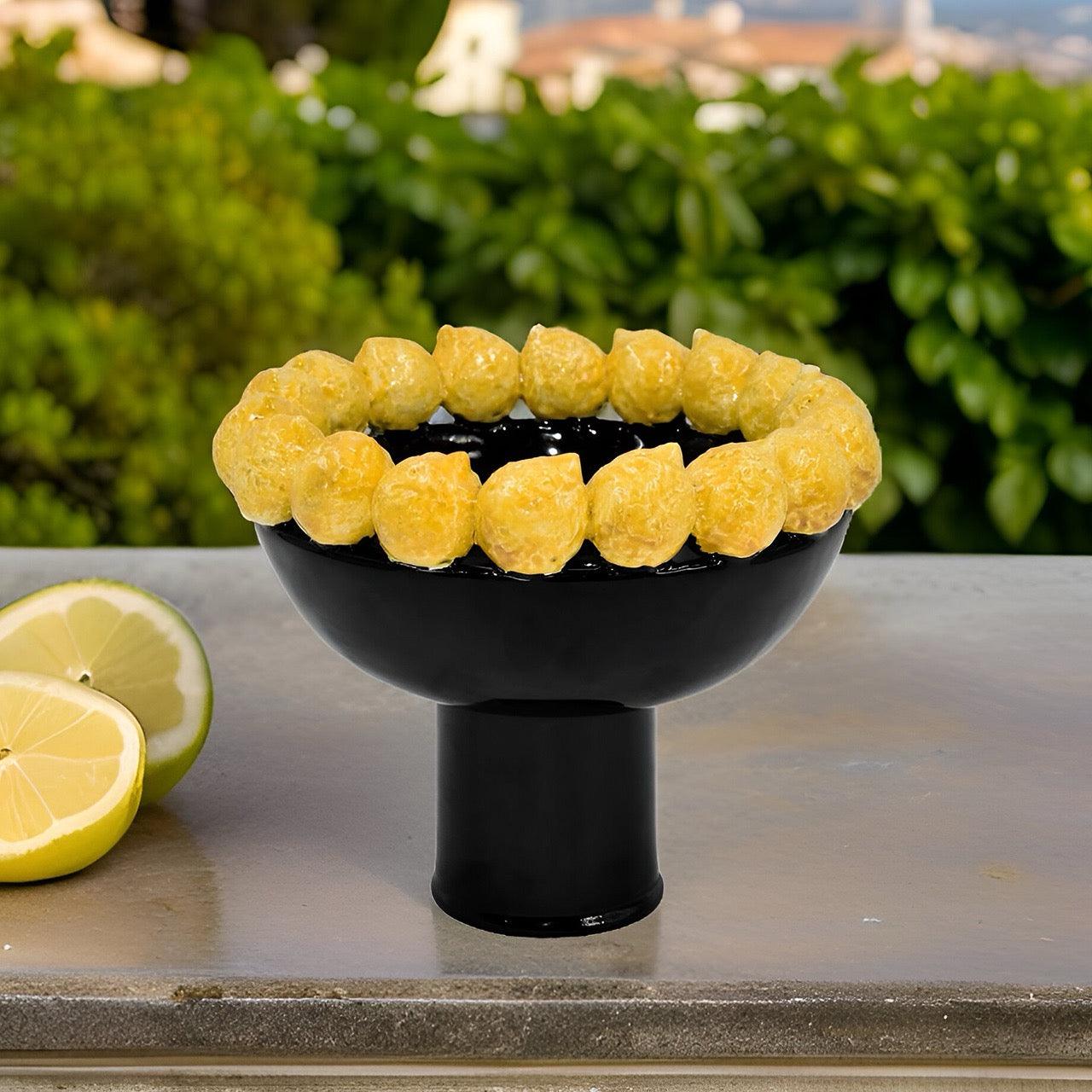 Alzata con limoni siciliani c/piede in stile moderno (diverse colorazioni) - Ceramiche di Caltagirone Sofia