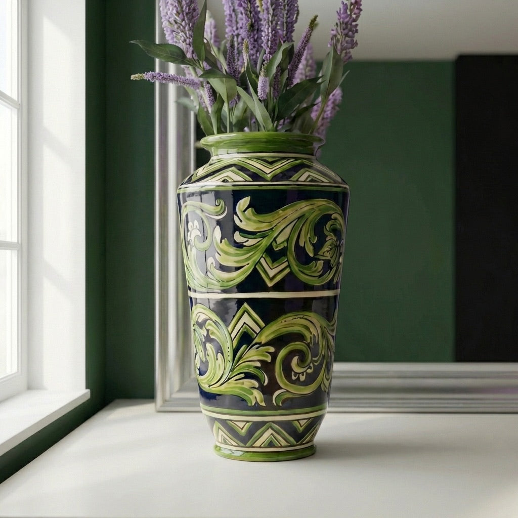 Vaso in Ceramica di Caltagirone — Linea Parigi, Nero e Verde