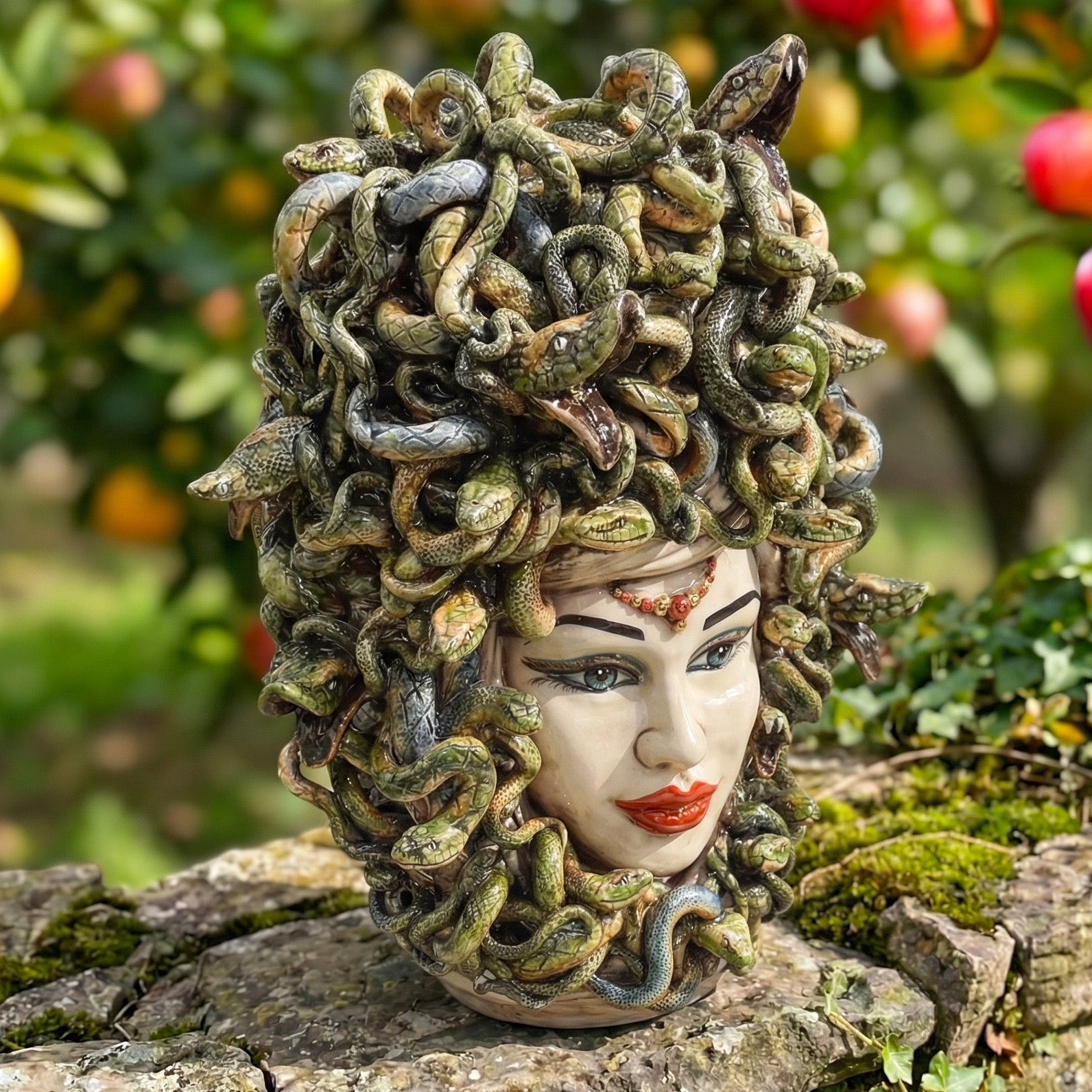 Testa Medusa h 48 madreperla antichizzato oro e lustri