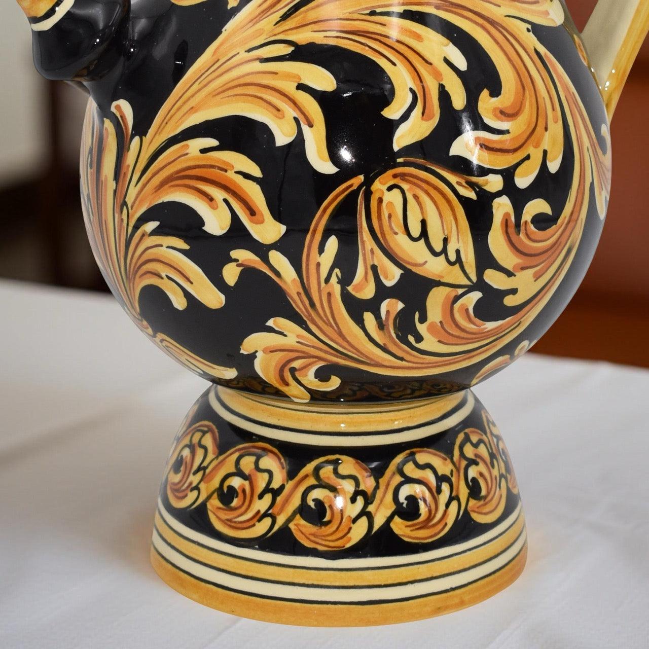 Bummulu Malandrinu h 25 Ornato Fondo Nero in ceramica di Caltagirone - Ceramiche di Caltagirone Sofia