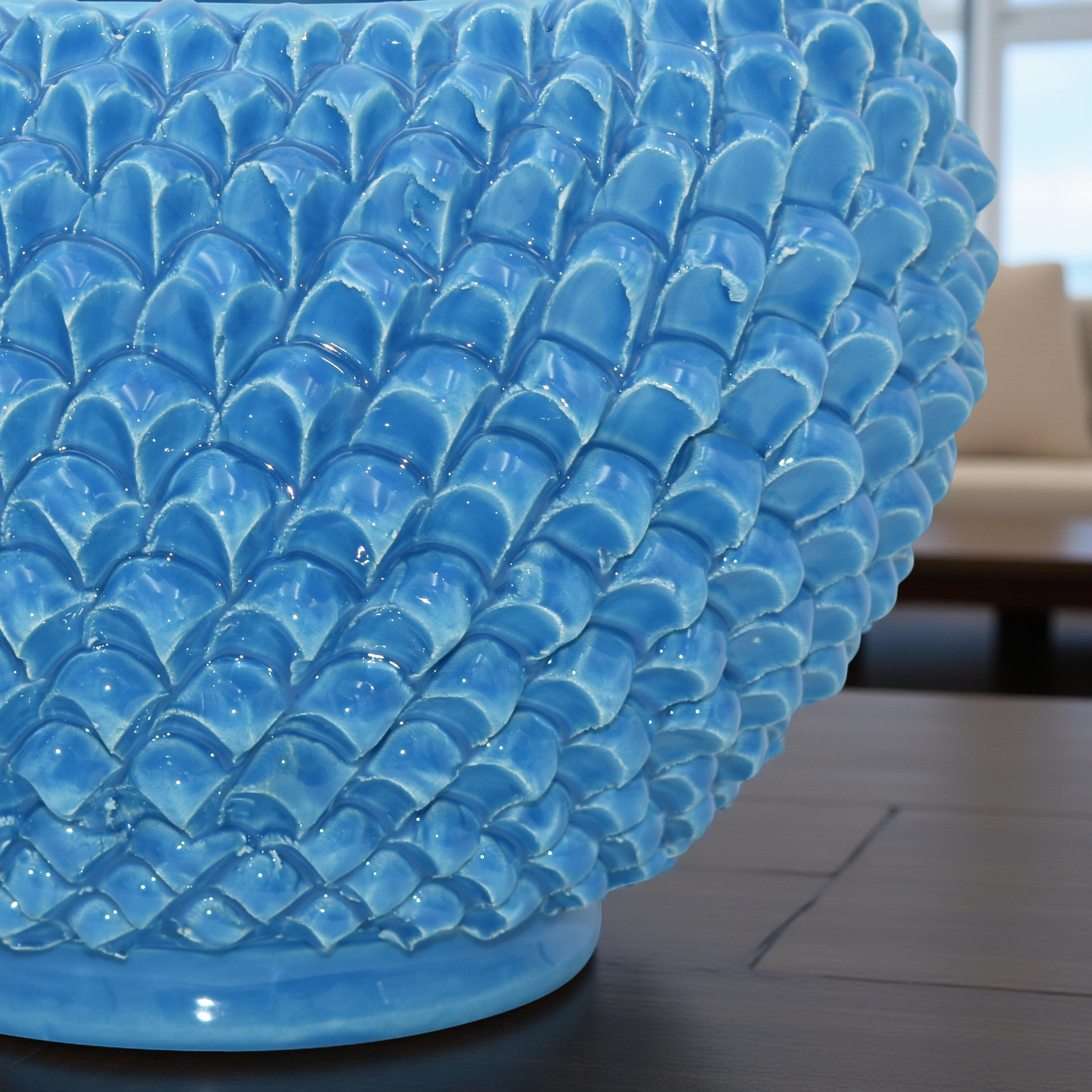 Cachepot a pigna turchese in ceramica artigianale di Caltagirone - Ceramiche di Caltagirone Sofia