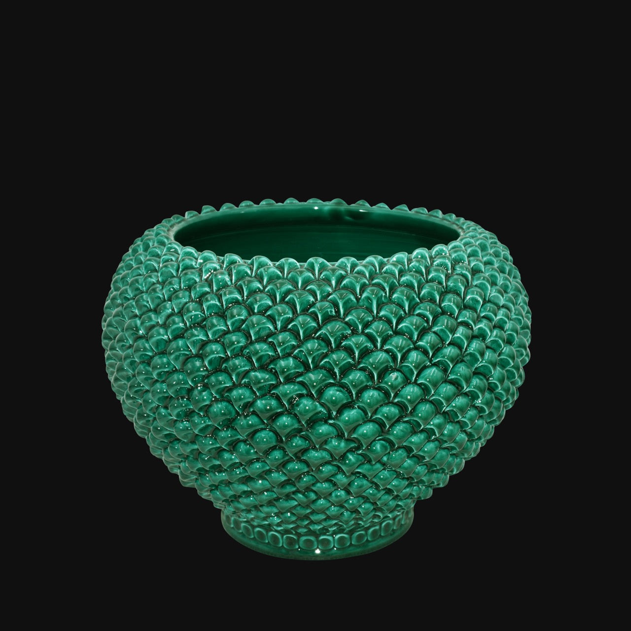 Cachepot a pigna Verde Smeraldo in ceramica artigianale di Caltagirone - Ceramiche di Caltagirone Sofia