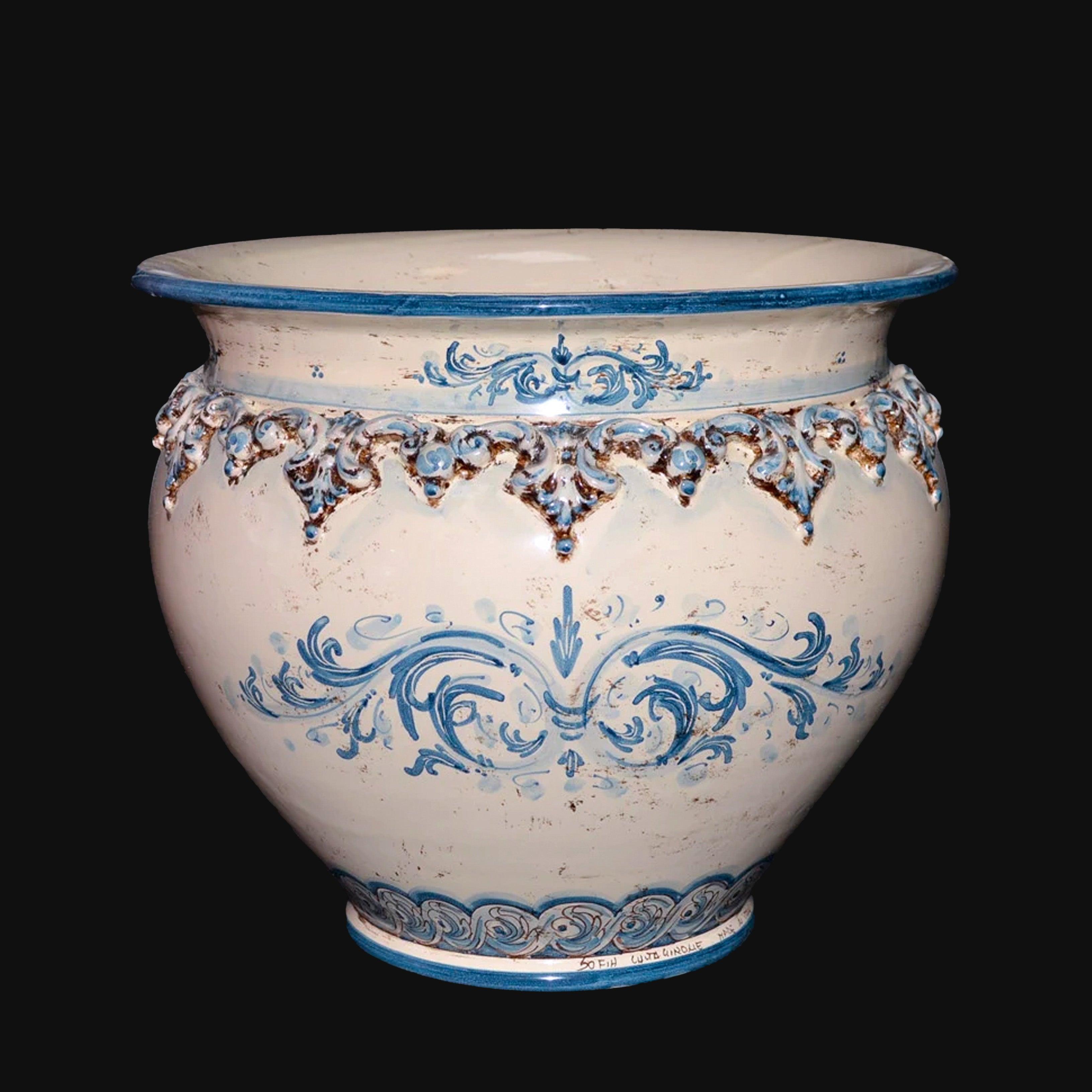 Cachepot plastico Sofia Mono blu in Ceramica di Caltagirone - Ceramiche di Caltagirone Sofia