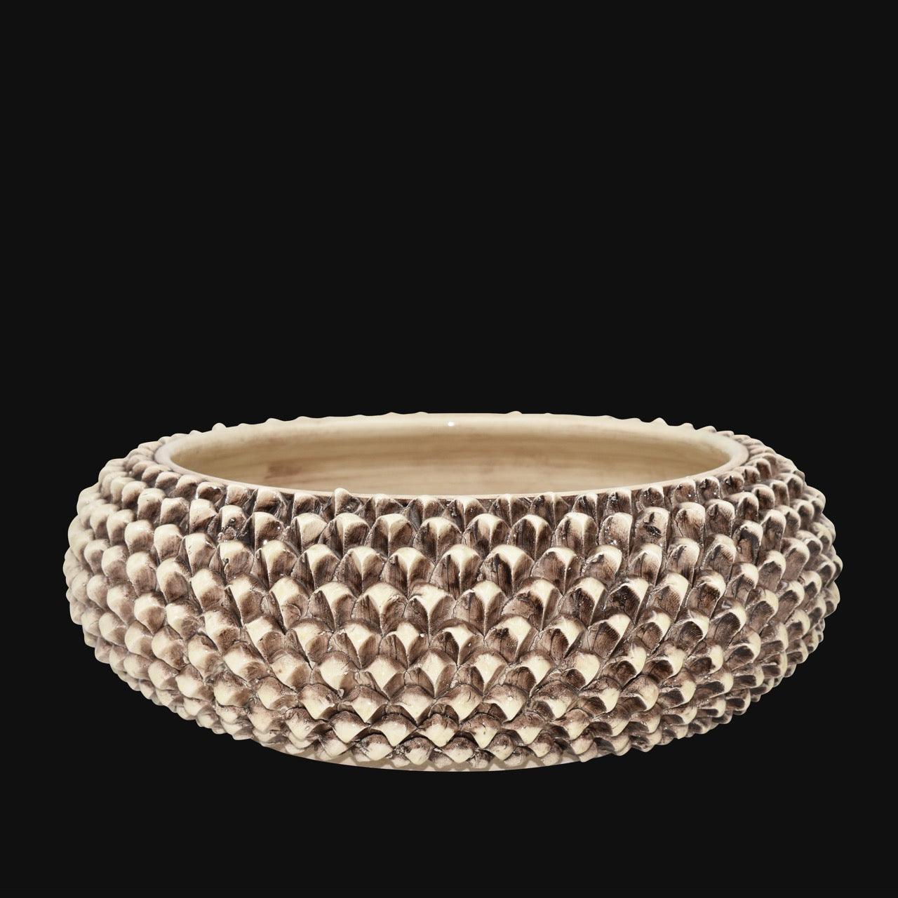 Centrotavola a Pigna di Caltagirone modellata a mano Madreperla Antichizzato - Ceramiche di Caltagirone Sofia