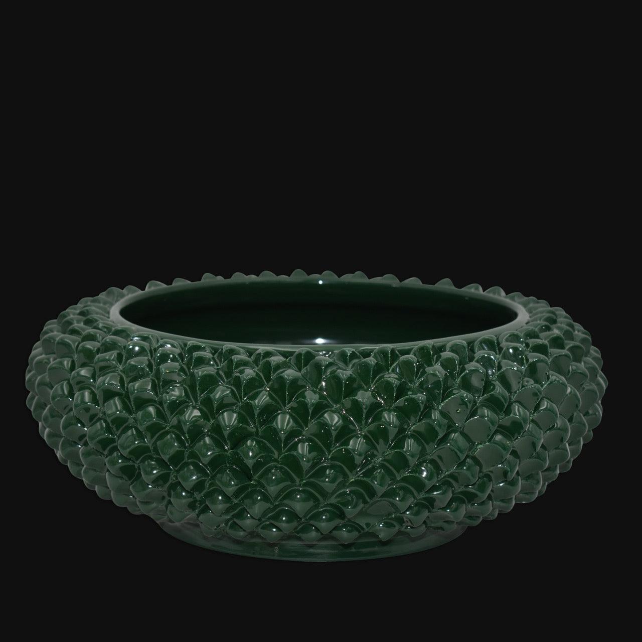 Centrotavola a Pigna diam. 25/33 cm Verde Antico in ceramica di Caltagirone - Ceramiche di Caltagirone Sofia