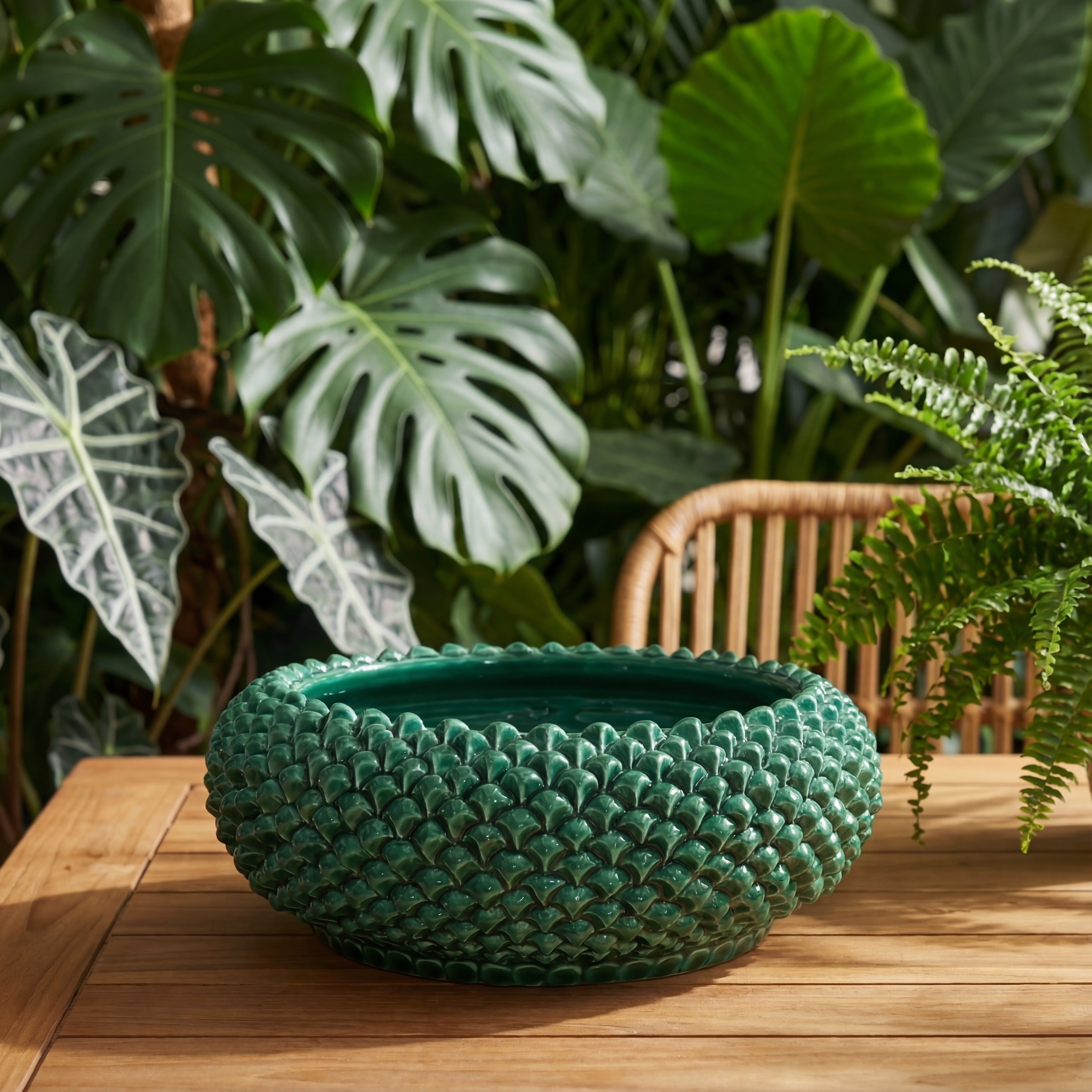 Centrotavola a Pigna diam. 25/33 cm Verde Smeraldo in ceramica di Caltagirone - Ceramiche di Caltagirone Sofia