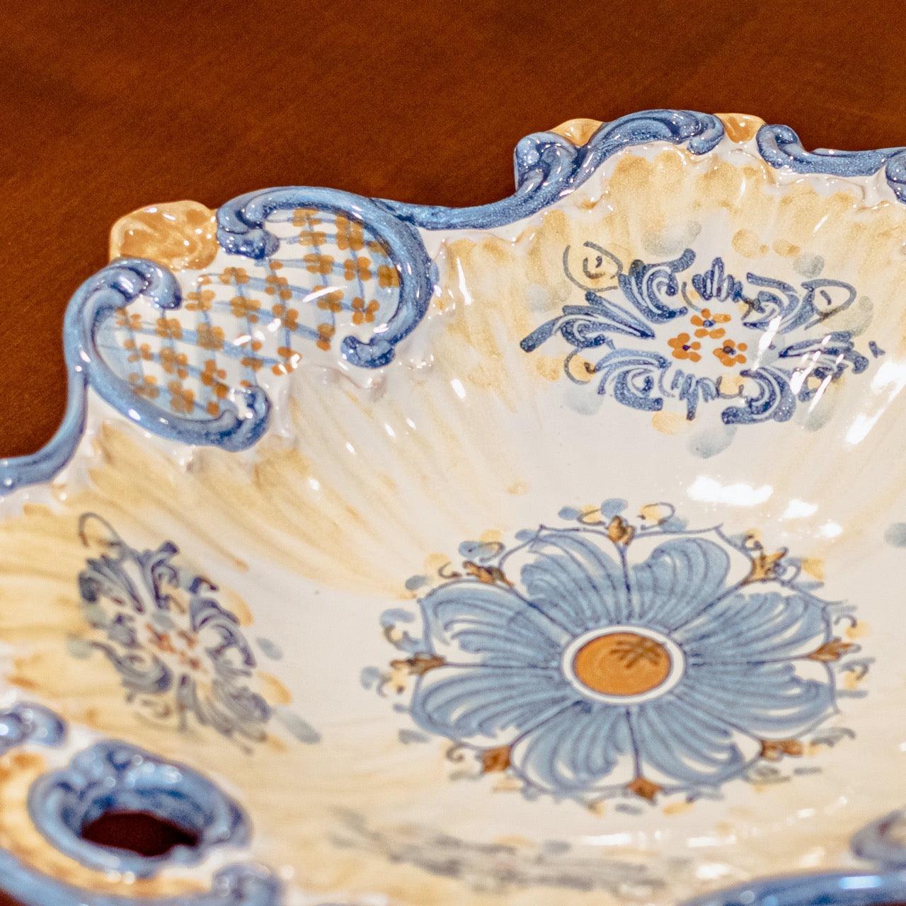 Centrotavola Barocco 38x33 Blu e Arancio - Ceramiche di Caltagirone - Ceramiche di Caltagirone Sofia