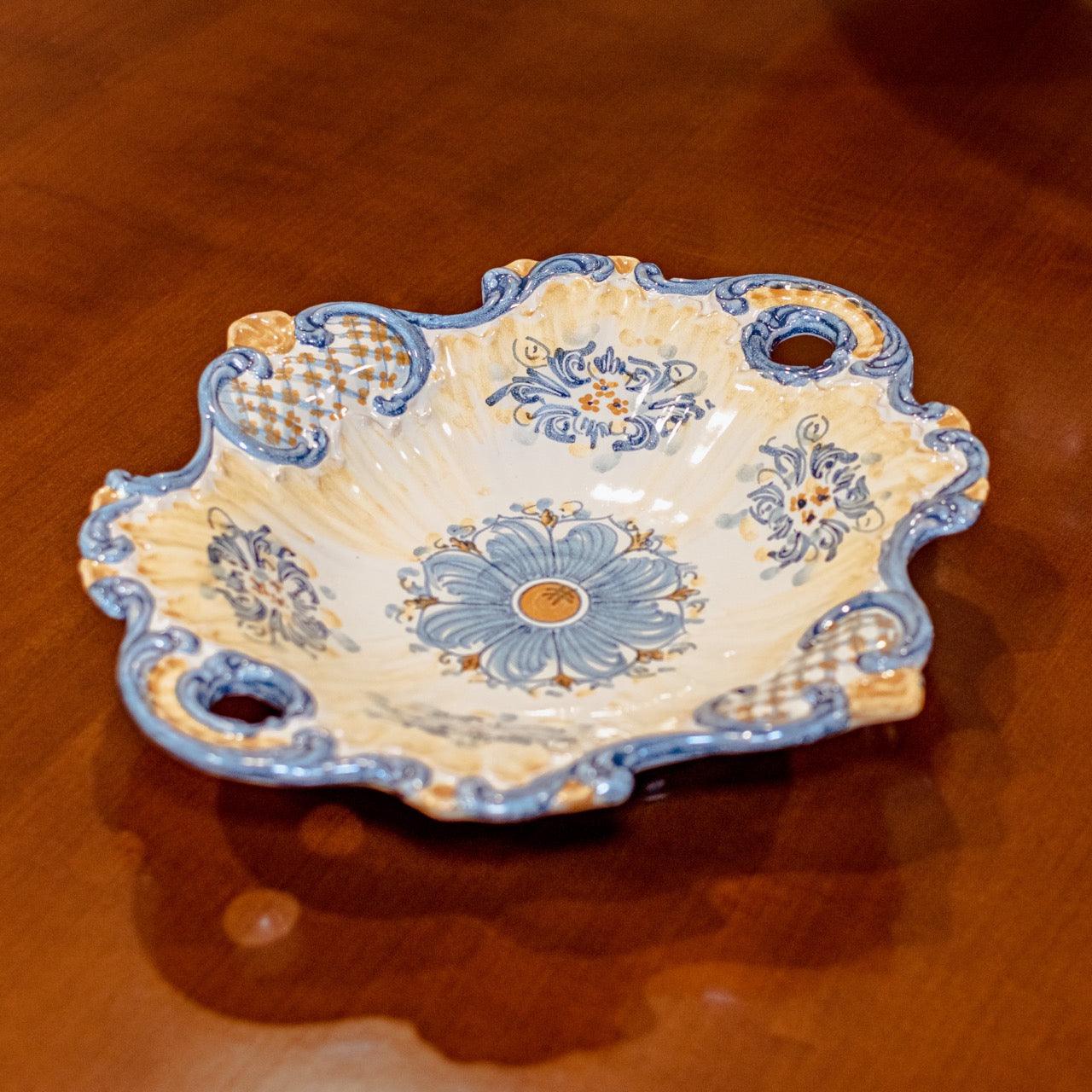 Centrotavola Barocco 38x33 Blu e Arancio - Ceramiche di Caltagirone - Ceramiche di Caltagirone Sofia