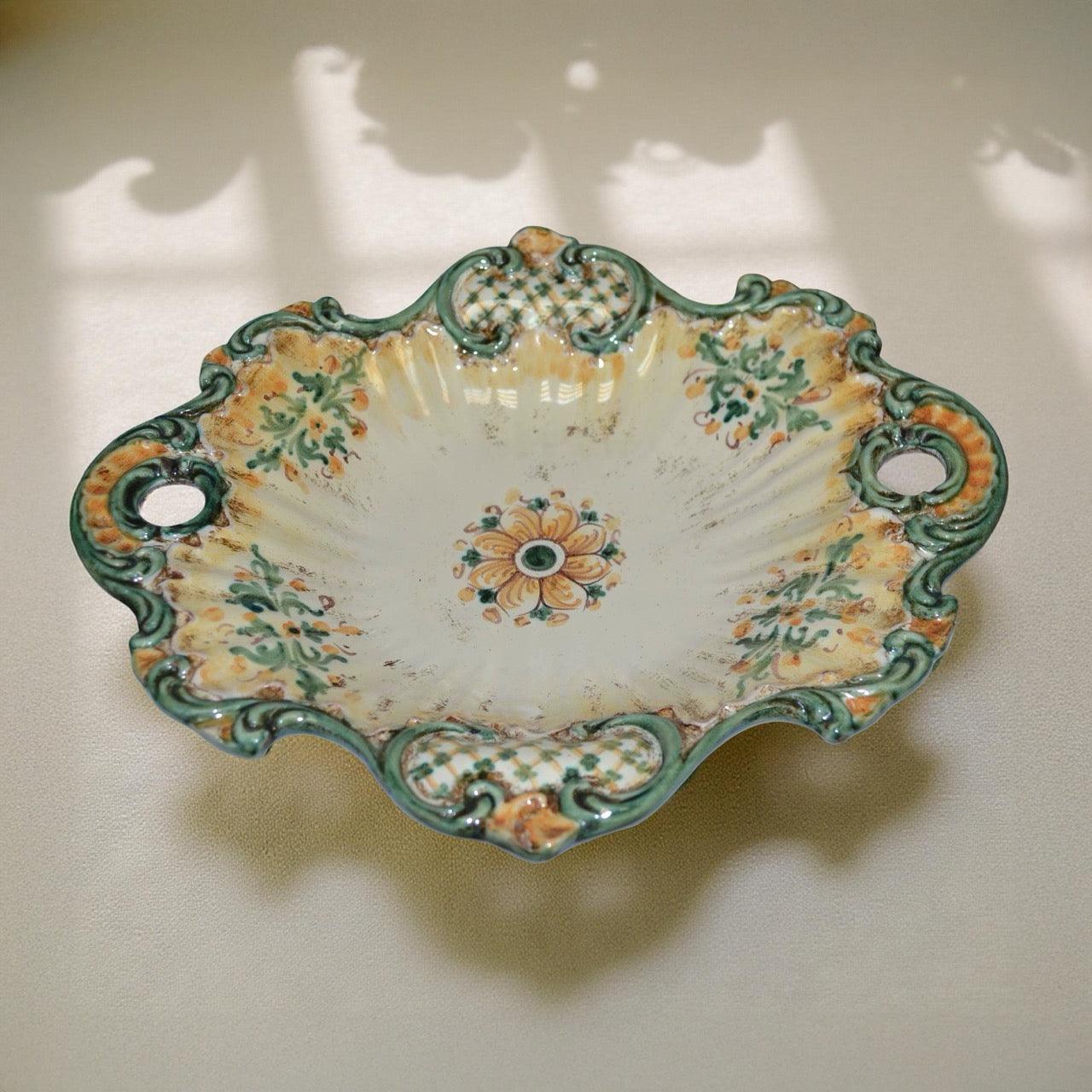 Centrotavola Barocco 38x33 Verde e Arancio - Ceramiche di Caltagirone - Ceramiche di Caltagirone Sofia