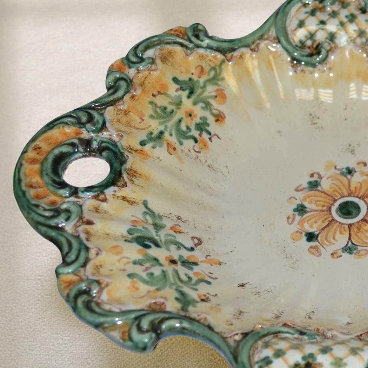 Centrotavola Barocco 38x33 Verde e Arancio - Ceramiche di Caltagirone - Ceramiche di Caltagirone Sofia