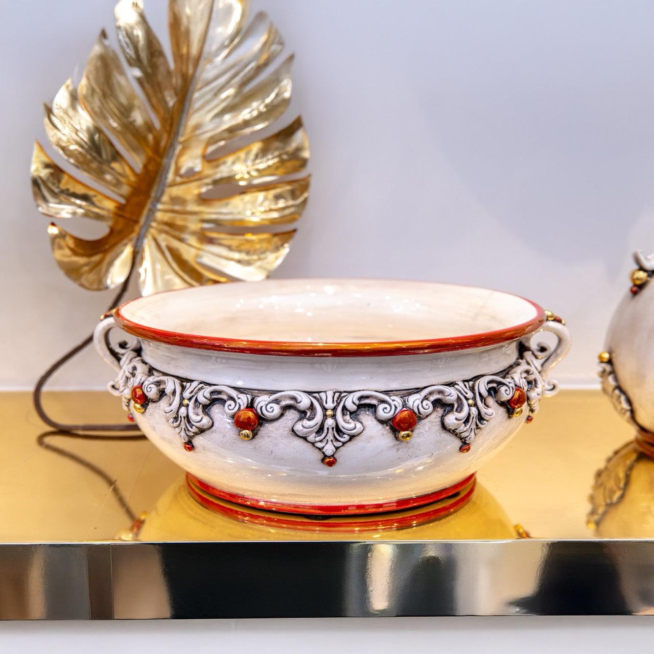 Centrotavola in ceramica Ø 30/Ø 40 Madreperla Oro e Lustri - Ceramiche di Caltagirone Sofia