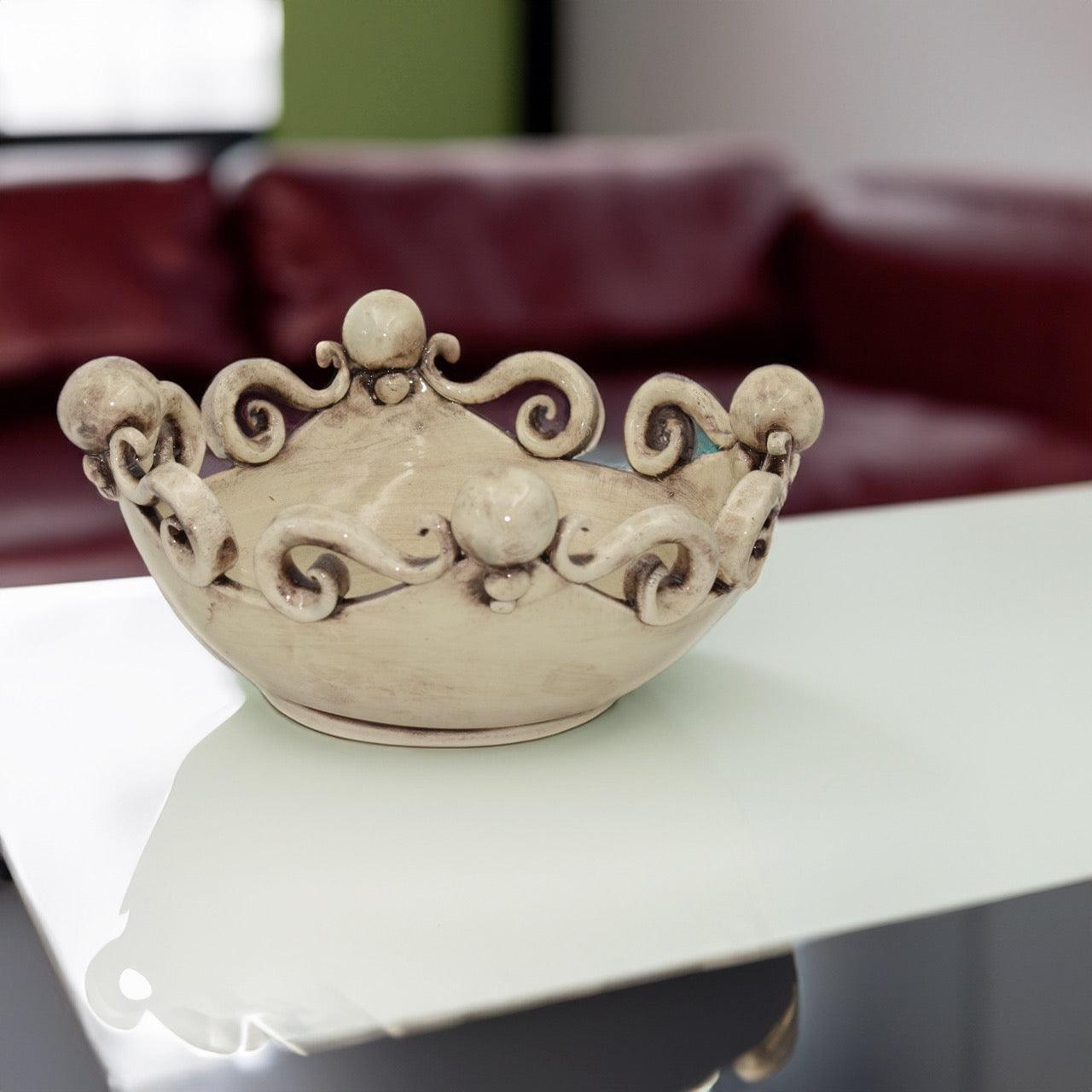 Centrotavola pallina Madreperla Antichizzato Ø 25 cm / Ø 30 cm - Ceramiche di Caltagirone Sofia