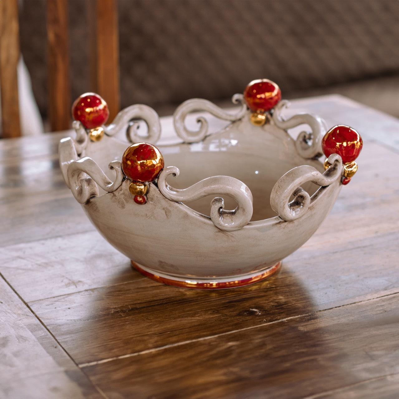 Centrotavola pallina Madreperla Oro e Lustri Ø 25 cm / Ø 30 cm - Ceramiche di Caltagirone Sofia