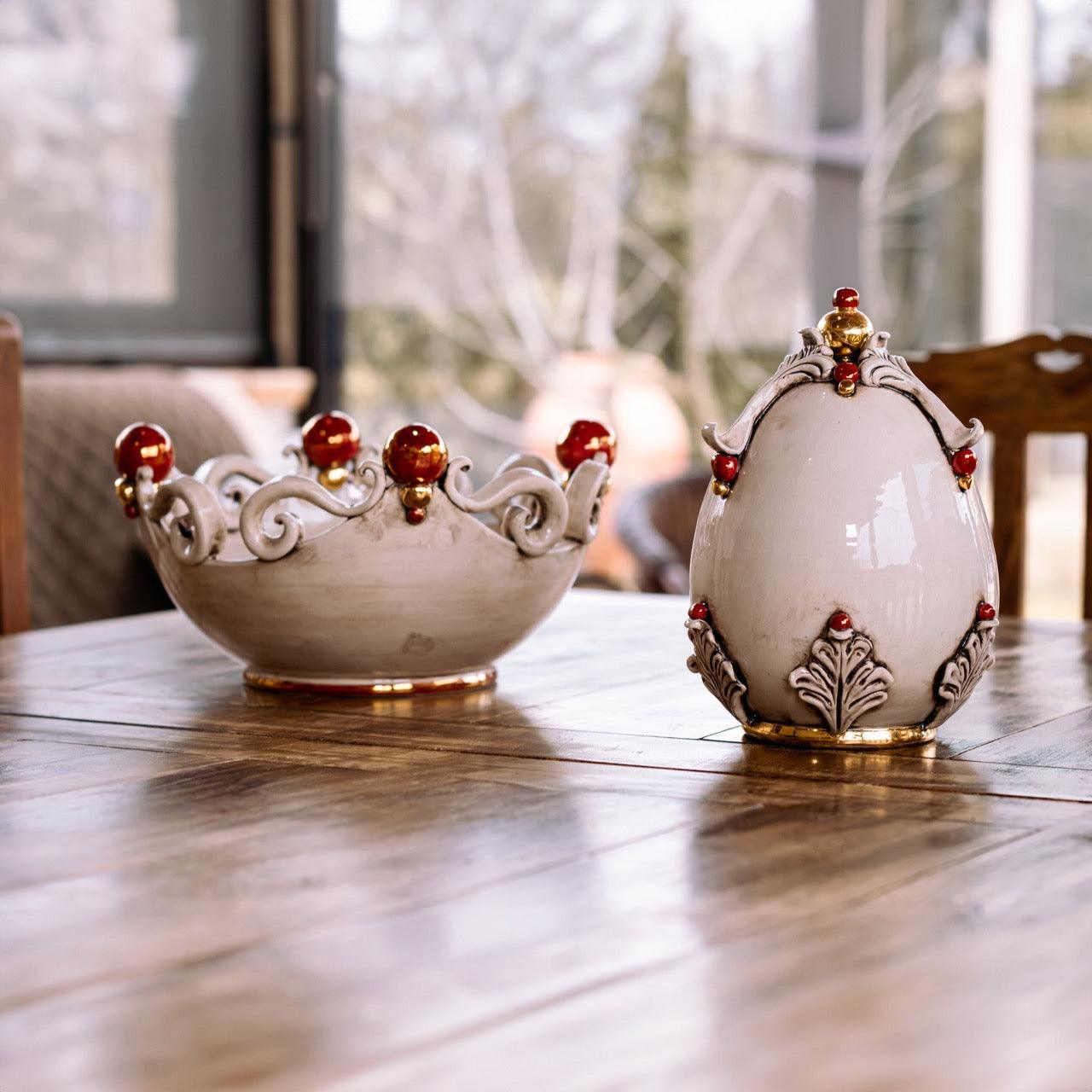 Centrotavola pallina Madreperla Oro e Lustri Ø 25 cm / Ø 30 cm - Ceramiche di Caltagirone Sofia