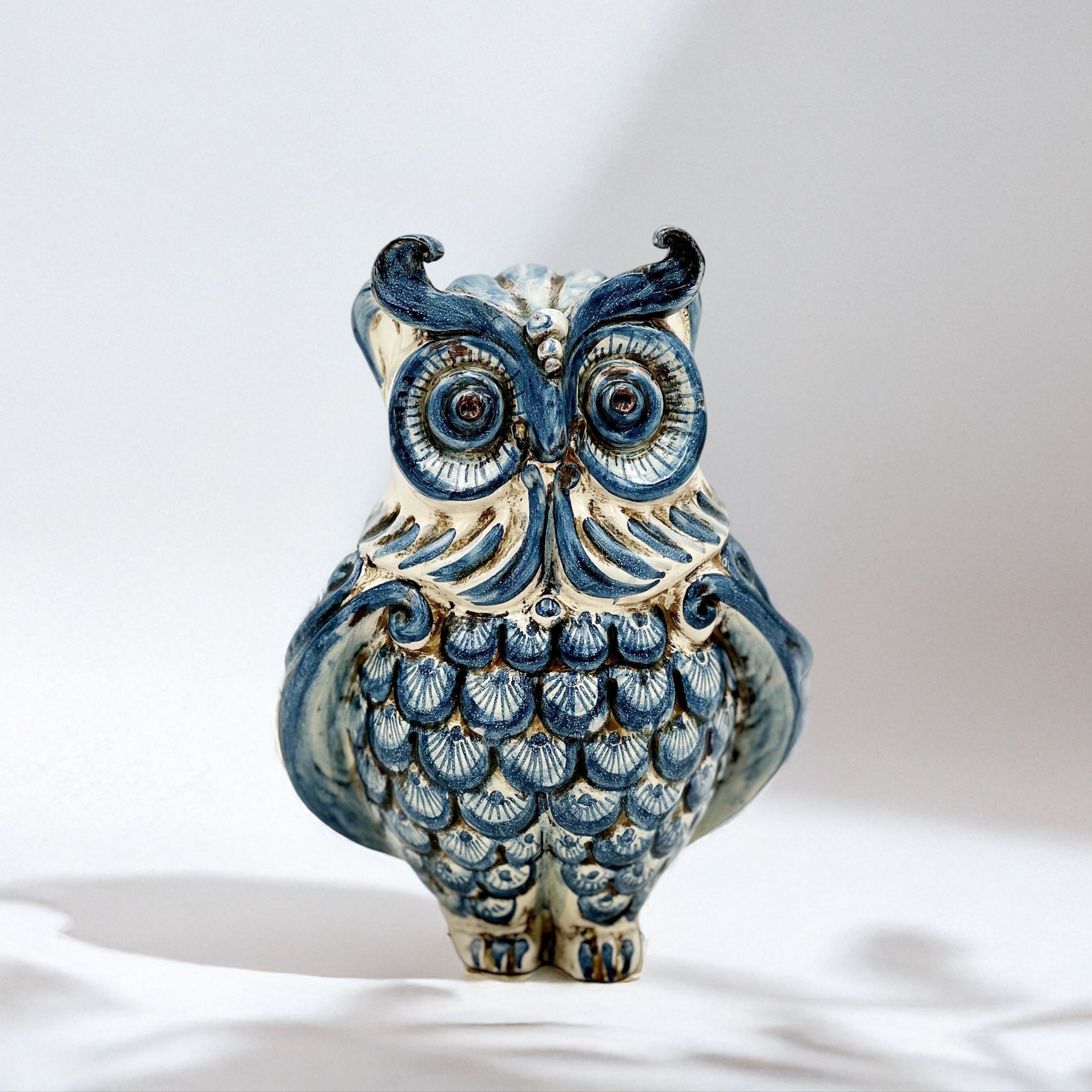 Gufo h 15 mono blu - Animali in ceramica - Ceramiche di Caltagirone Sofia