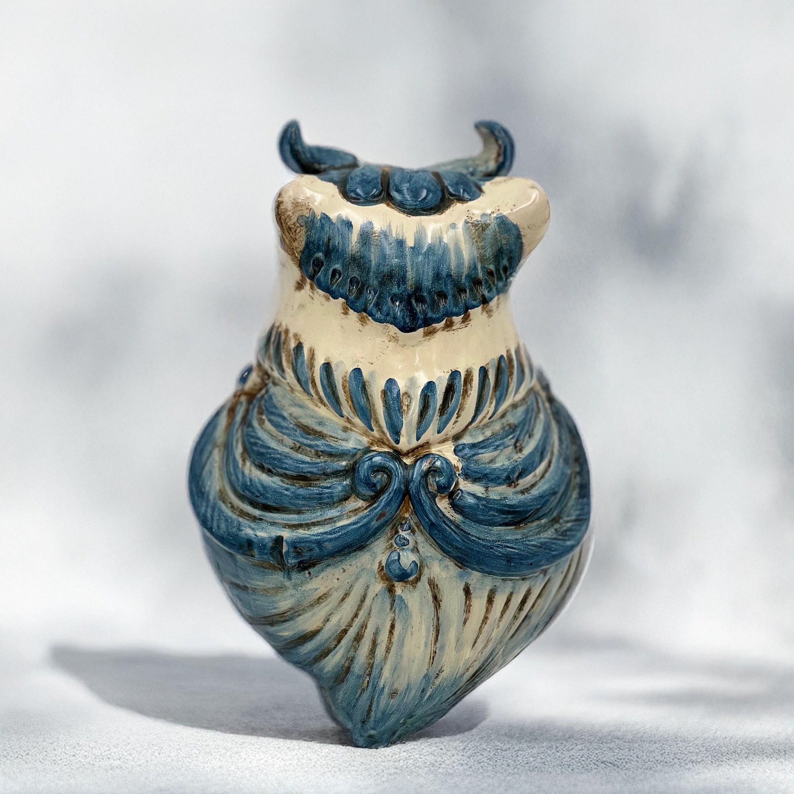 Gufo h 15 mono blu - Animali in ceramica - Ceramiche di Caltagirone Sofia