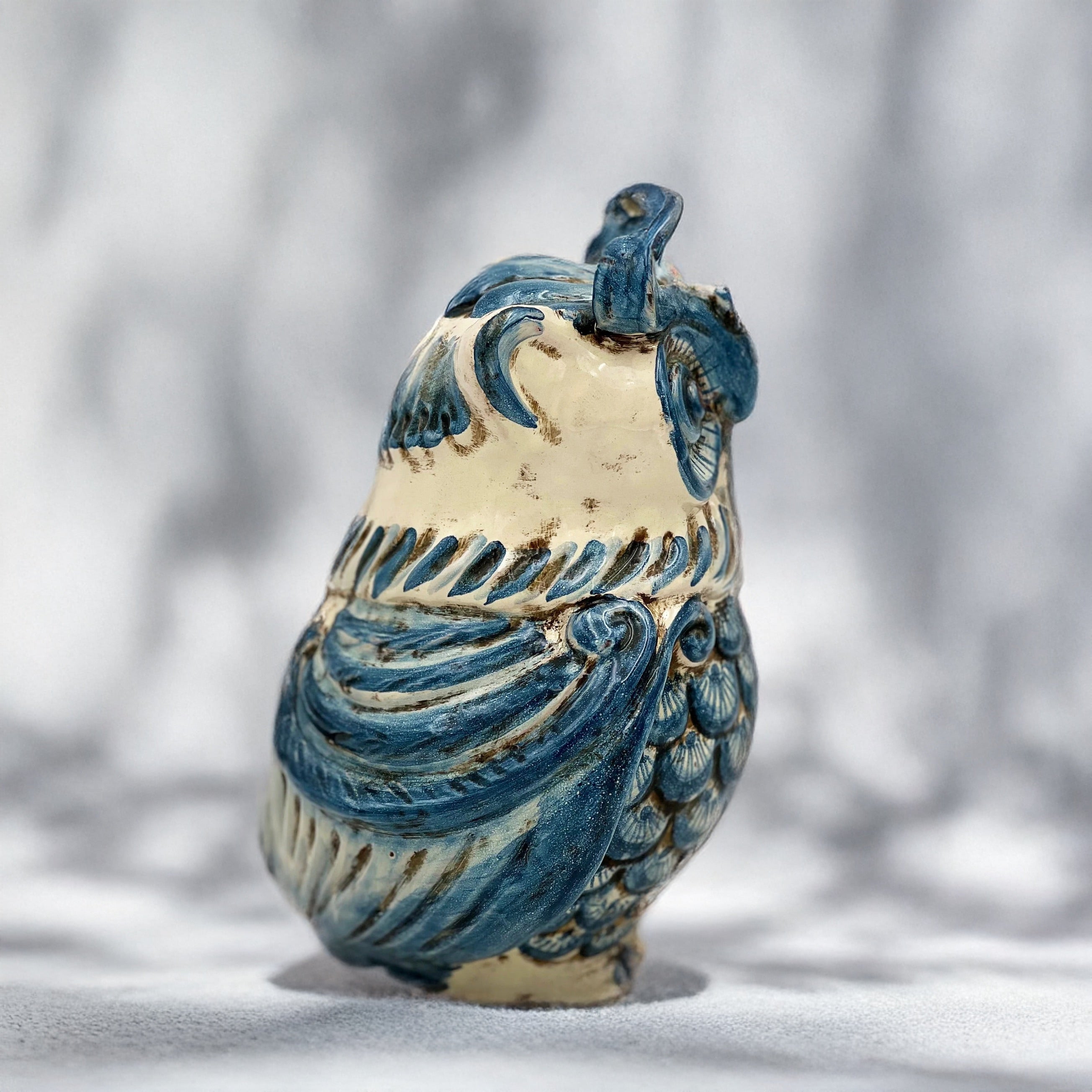 Gufo h 15 mono blu - Animali in ceramica - Ceramiche di Caltagirone Sofia