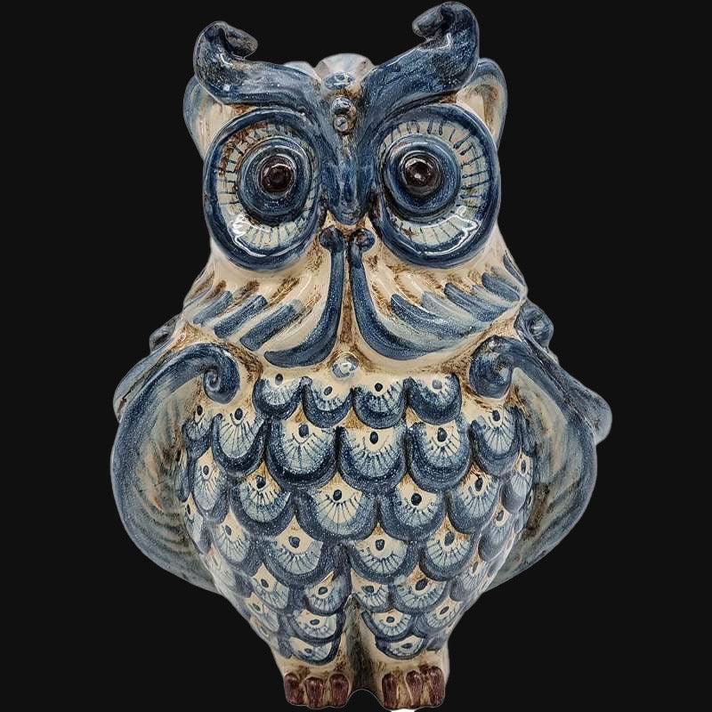 Gufo h 20 mono blu - Animali in ceramica - Ceramiche di Caltagirone Sofia