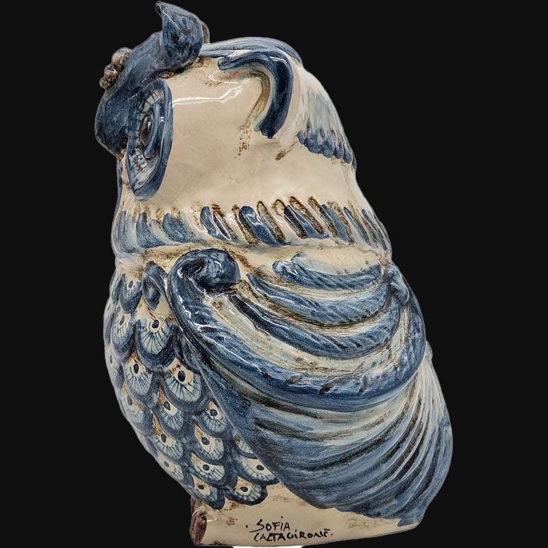 Gufo h 20 mono blu - Animali in ceramica - Ceramiche di Caltagirone Sofia