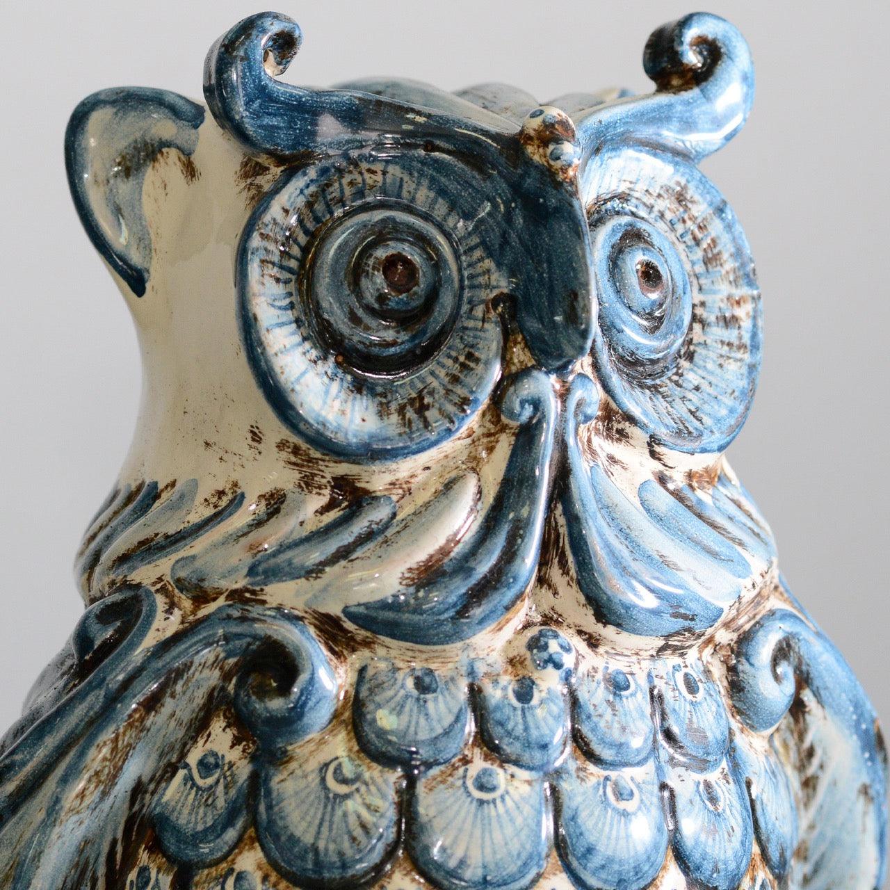Gufo h 30 mono blu - Animali in ceramica - Ceramiche di Caltagirone Sofia
