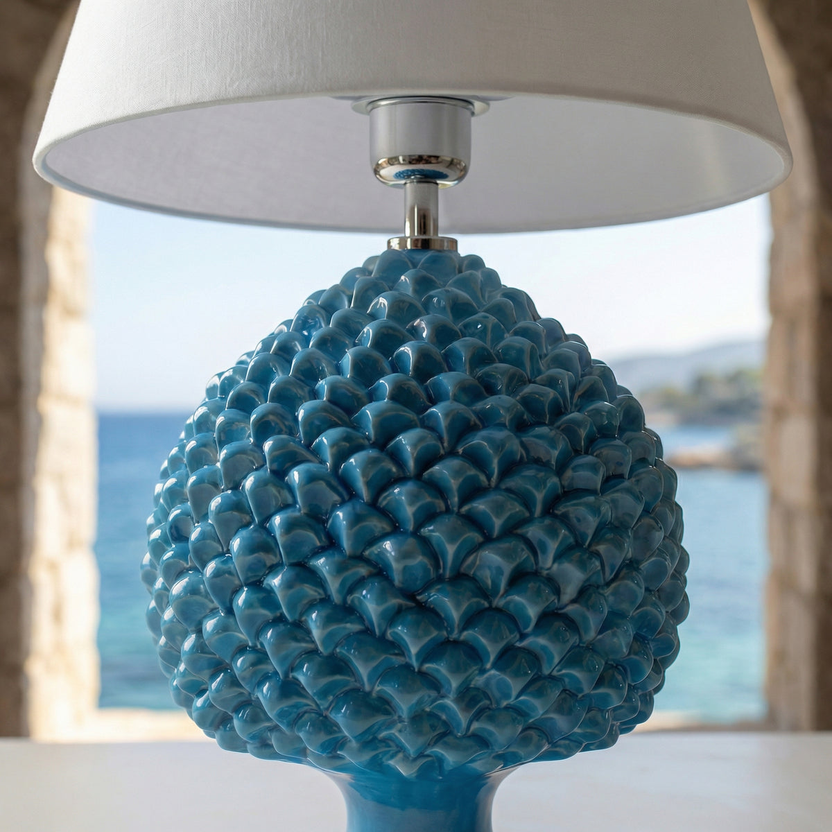 Lume a Pigna, Turchese. Ceramiche Sofia, Caltagirone