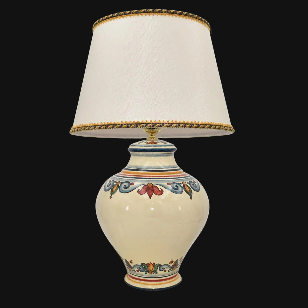 Lume boccia h 35 decoro sicily (h60 c/paralume Ø40) - Ceramiche di Caltagirone Sofia