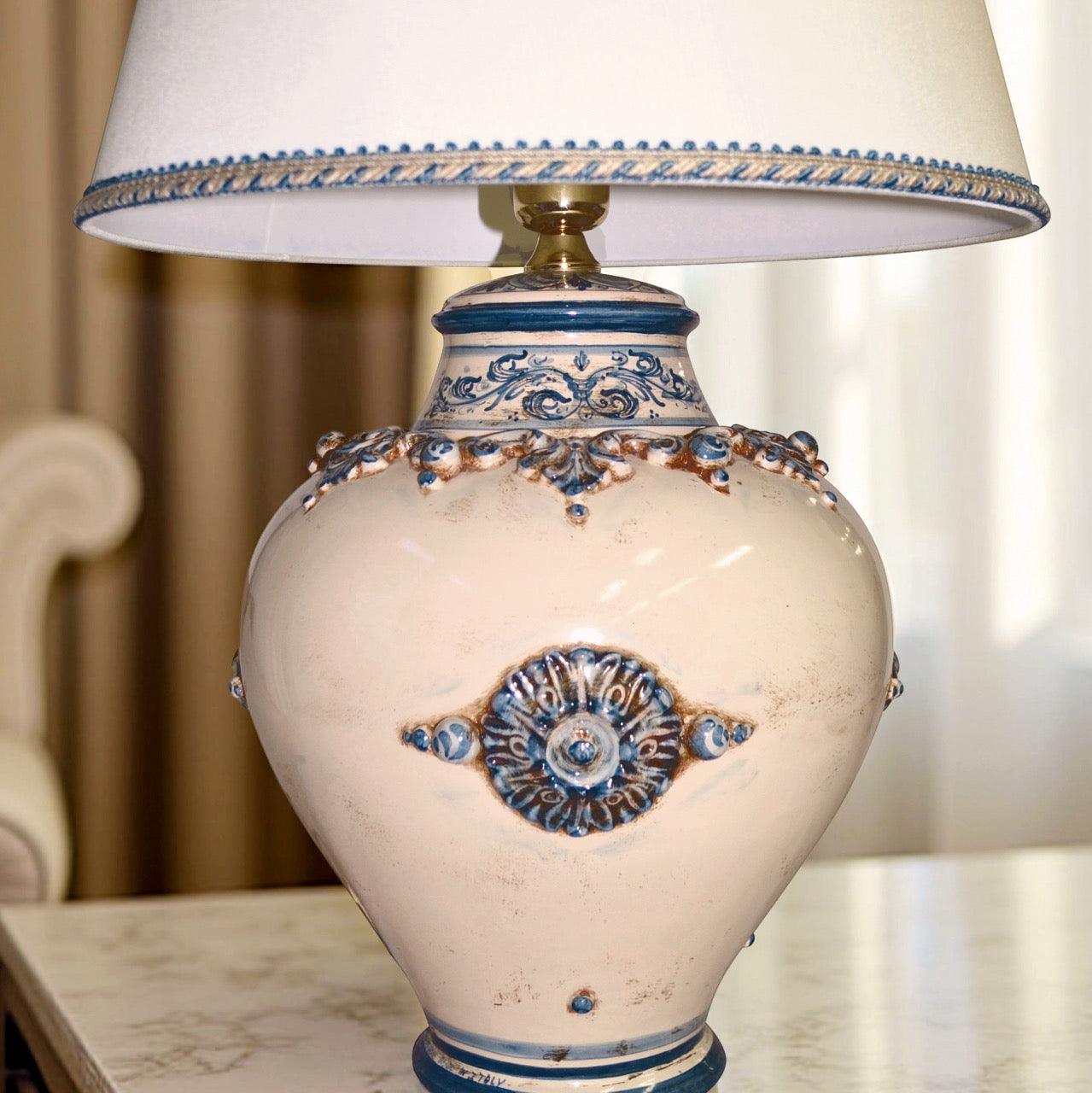 Lume boccia h40/h60 cm in mono blu - Ceramiche artistiche Sofia - Ceramiche di Caltagirone Sofia