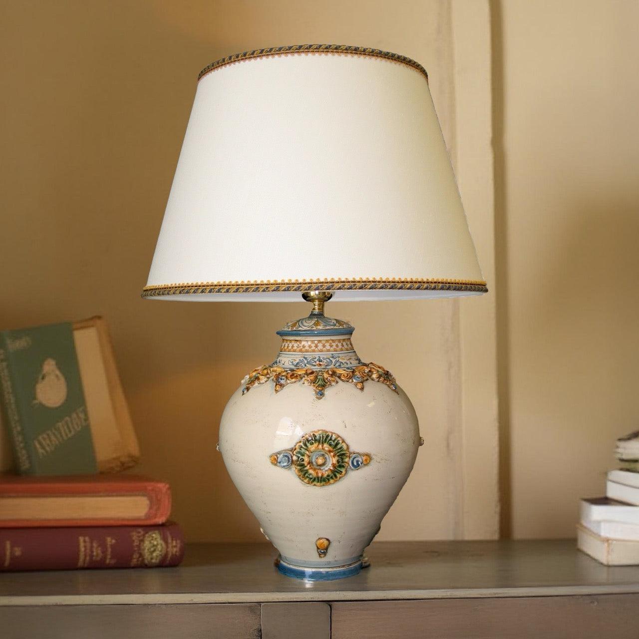 Lume Boccia Ornamentale H40/H60 in Ceramica Blu e Arancio - Arte di Caltagirone - Ceramiche di Caltagirone Sofia