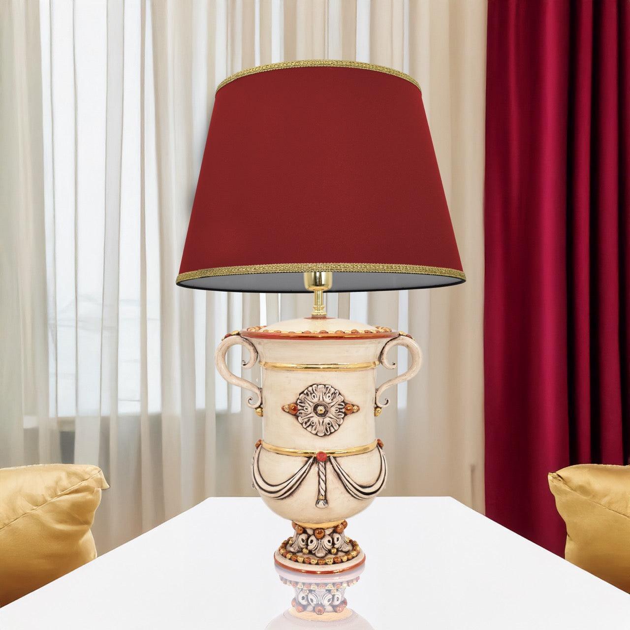 Lume Monumentale H 31 Madreperla Oro e Lustri (h57 c/paralume Ø40) - Ceramiche di Caltagirone Sofia