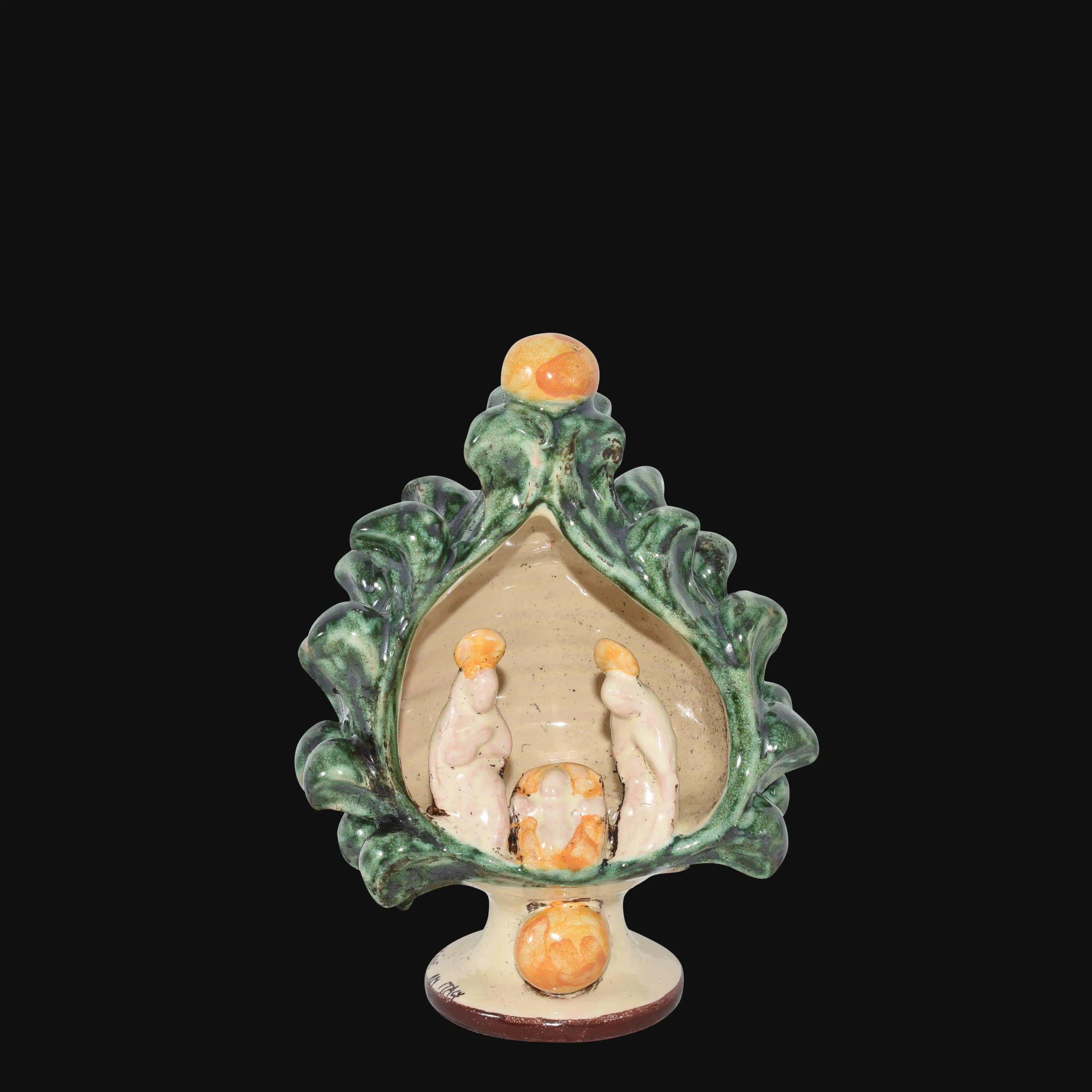 Natività a pigna h 12 verde arancio - Natale a Caltagirone - Ceramiche di Caltagirone Sofia