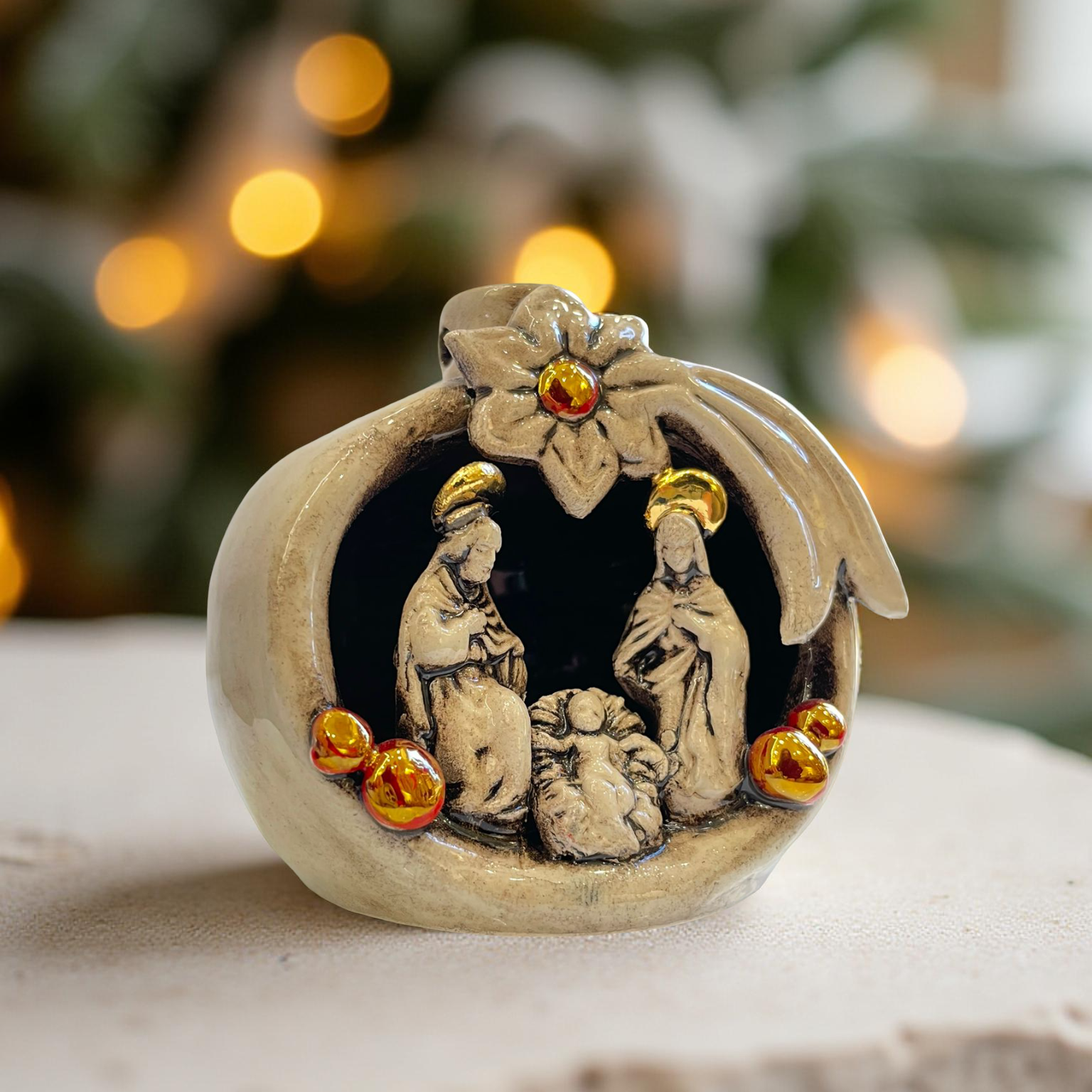 Natività mini pallina h 10 Madreperla Oro e Lustri - Ceramiche di Caltagirone Sofia