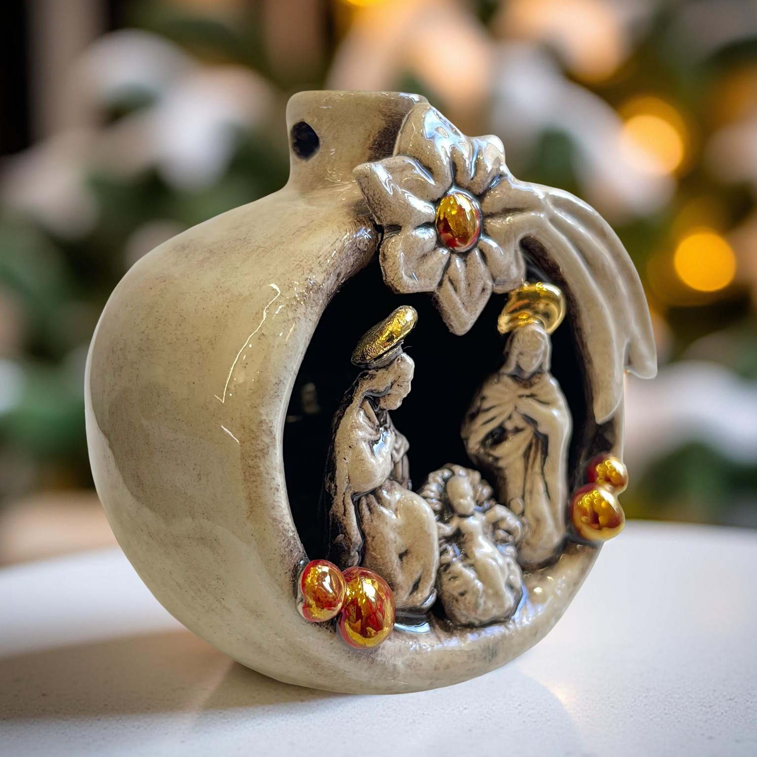 Natività mini pallina h 10 Madreperla Oro e Lustri - Ceramiche di Caltagirone Sofia