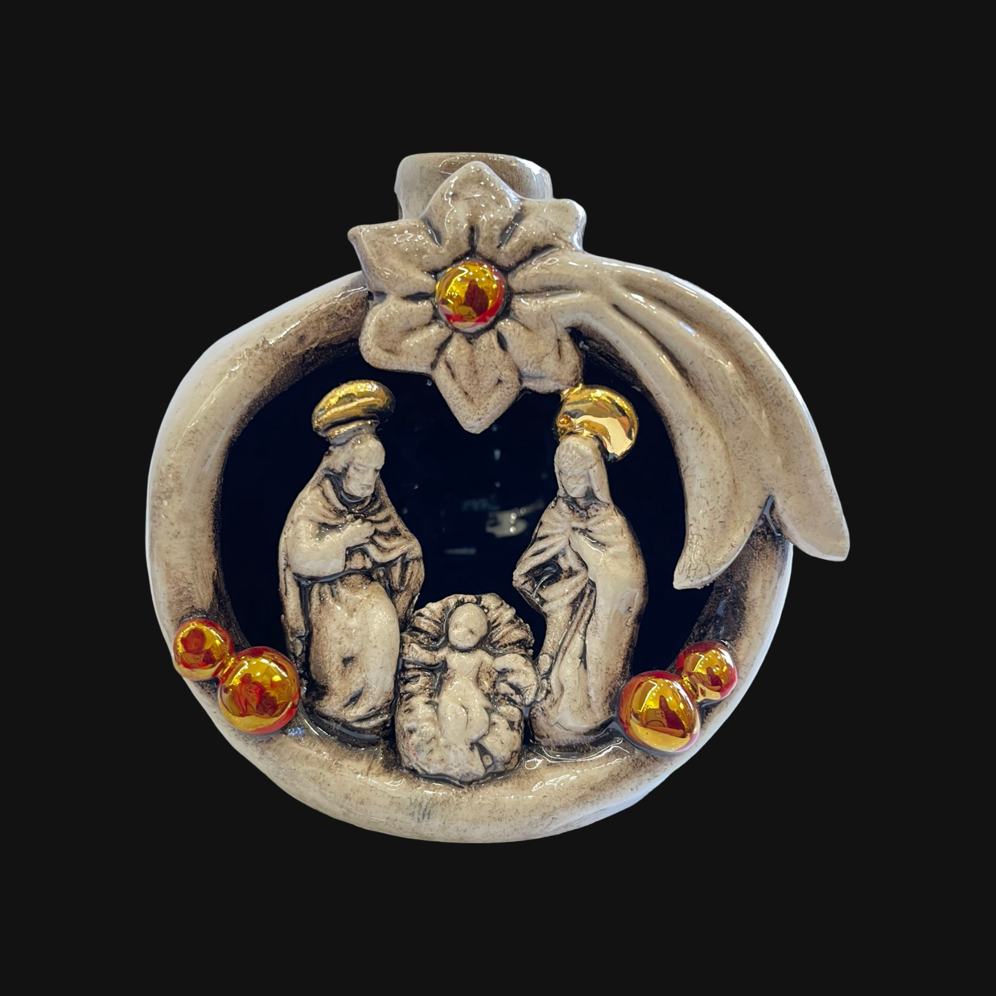 Natività mini pallina h 10 Madreperla Oro e Lustri - Ceramiche di Caltagirone Sofia