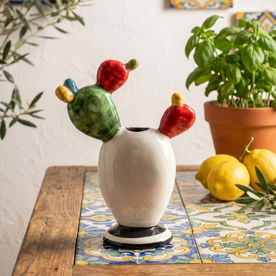 Piantina palafico h 15 White and Color – Bomboniera in ceramica di caltagirone - Ceramiche di Caltagirone Sofia