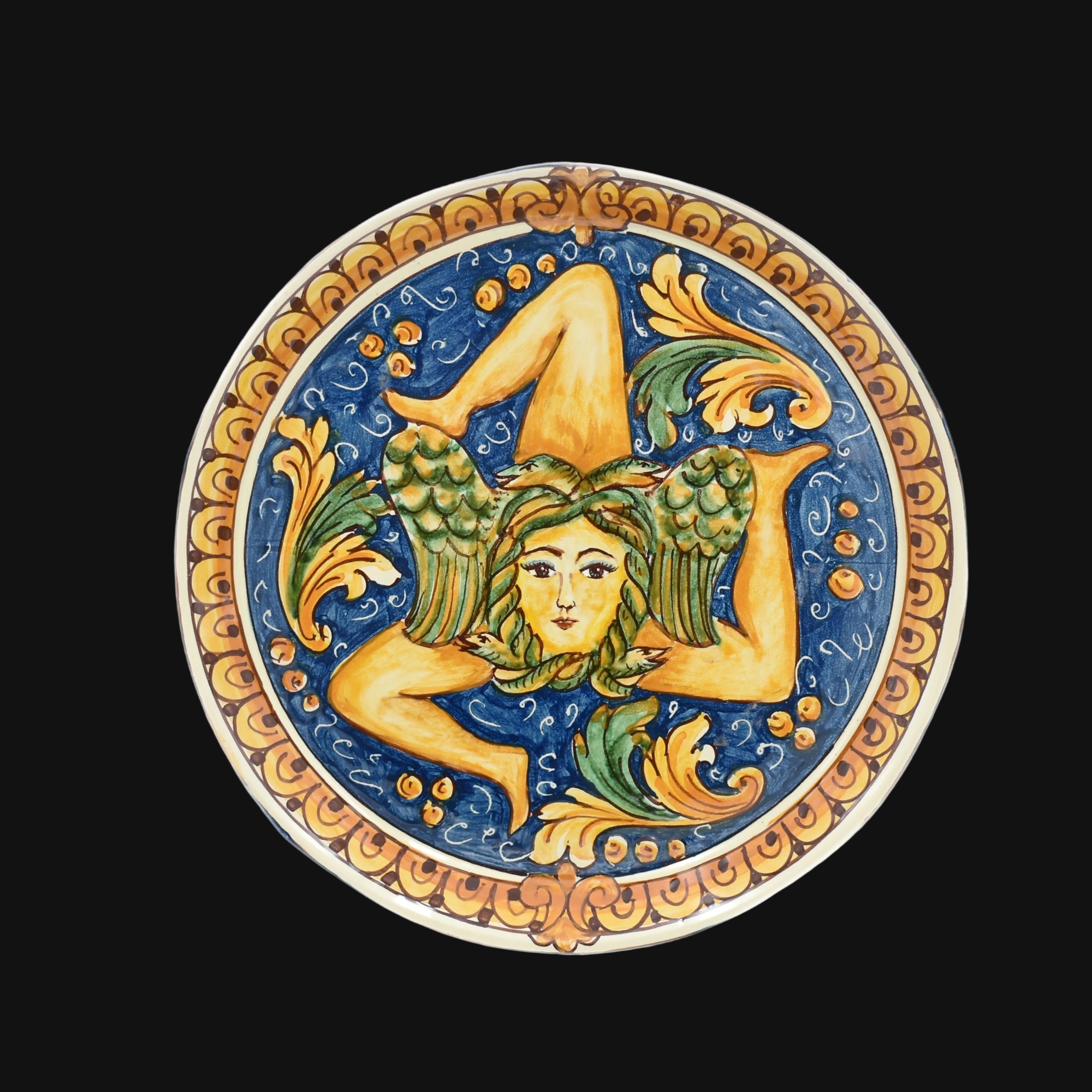 Piatto Trinacria in Ceramica di Caltagirone - Ornato Calatino