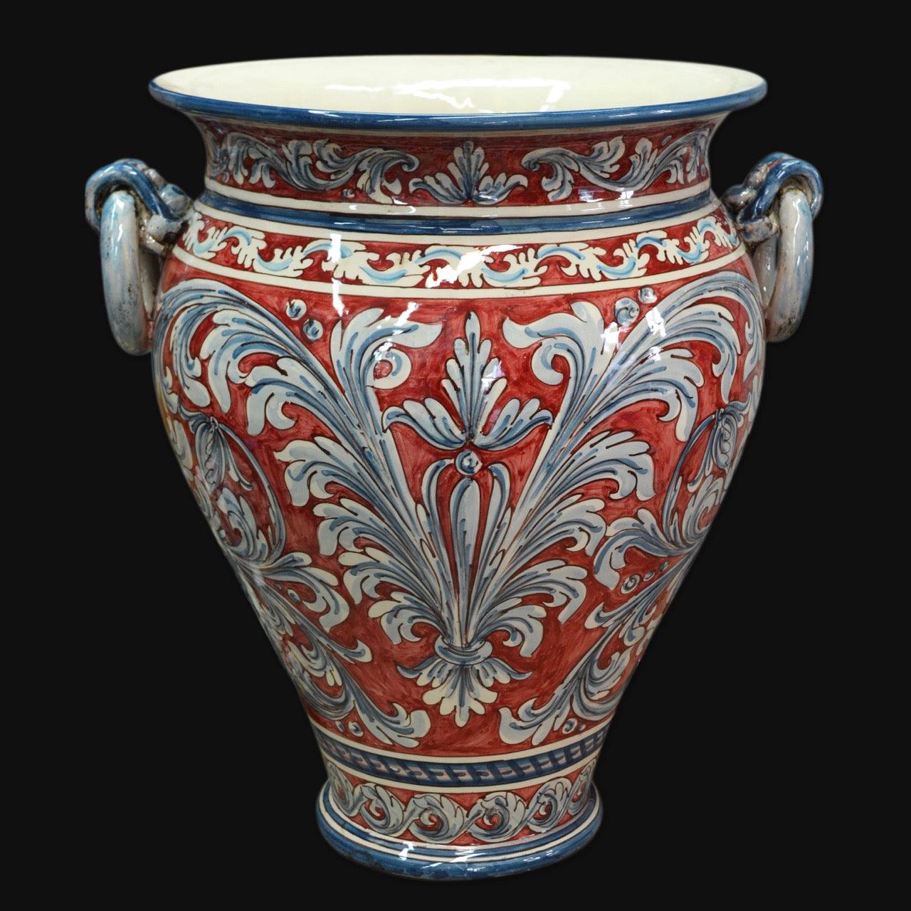 Portaombrello ad anelli h 50 ornato blu/bordeaux - Ceramiche di Caltagirone Sofia