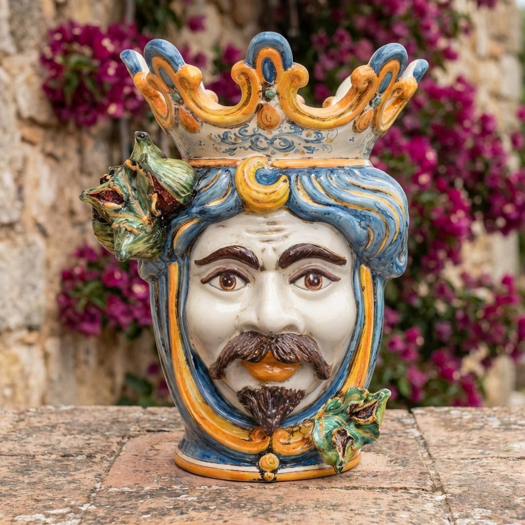 Testa di Moro con Fichi d'India h 40 blu e arancio maschio bianco