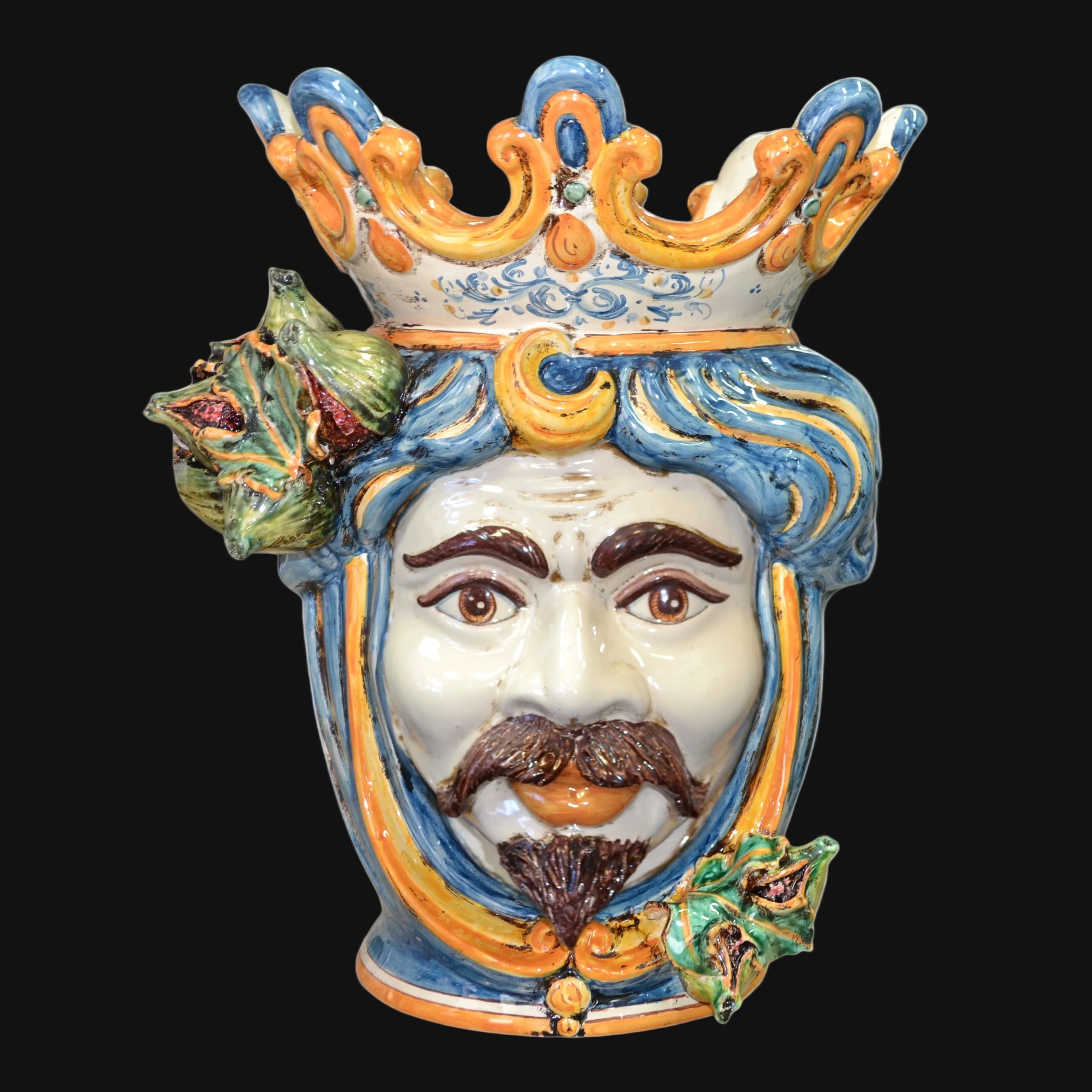 Testa di Moro con Fichi d'India h 40 blu e arancio maschio bianco