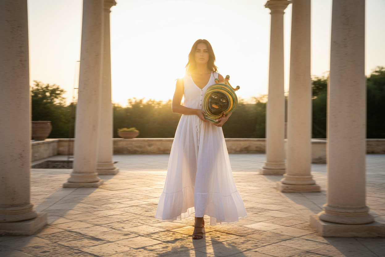 Testa di Moro h 30 in verde e arancio maschio moro in Ceramica di Caltagirone