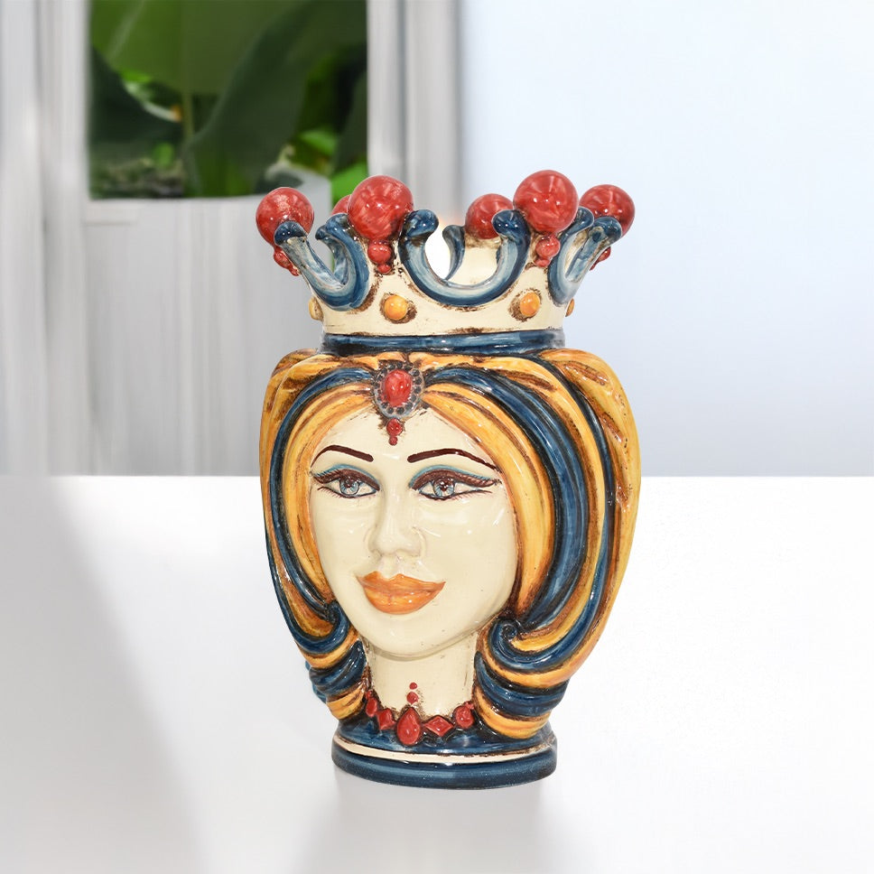 Testa h 25 turbante decoro sicily - Ceramiche di Caltagirone Sofia - Ceramiche di Caltagirone Sofia