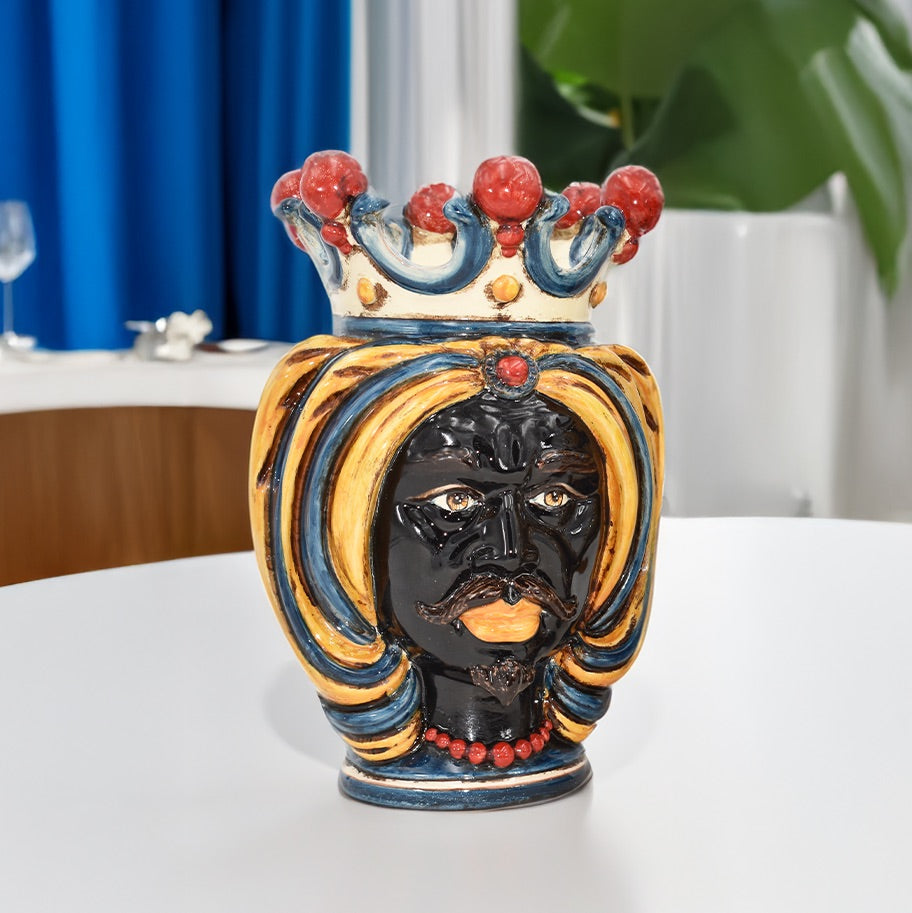Testa h 25 turbante decoro sicily - Ceramiche di Caltagirone Sofia - Ceramiche di Caltagirone Sofia