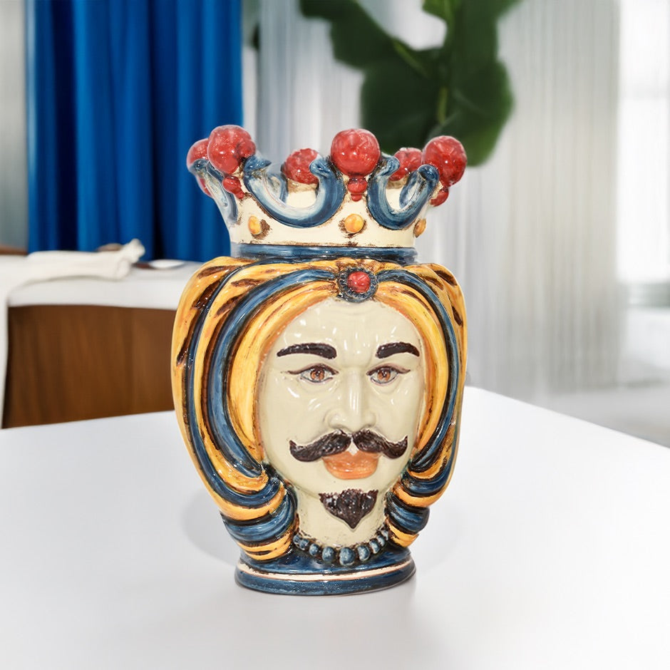 Testa h 25 turbante decoro sicily - Ceramiche di Caltagirone Sofia - Ceramiche di Caltagirone Sofia