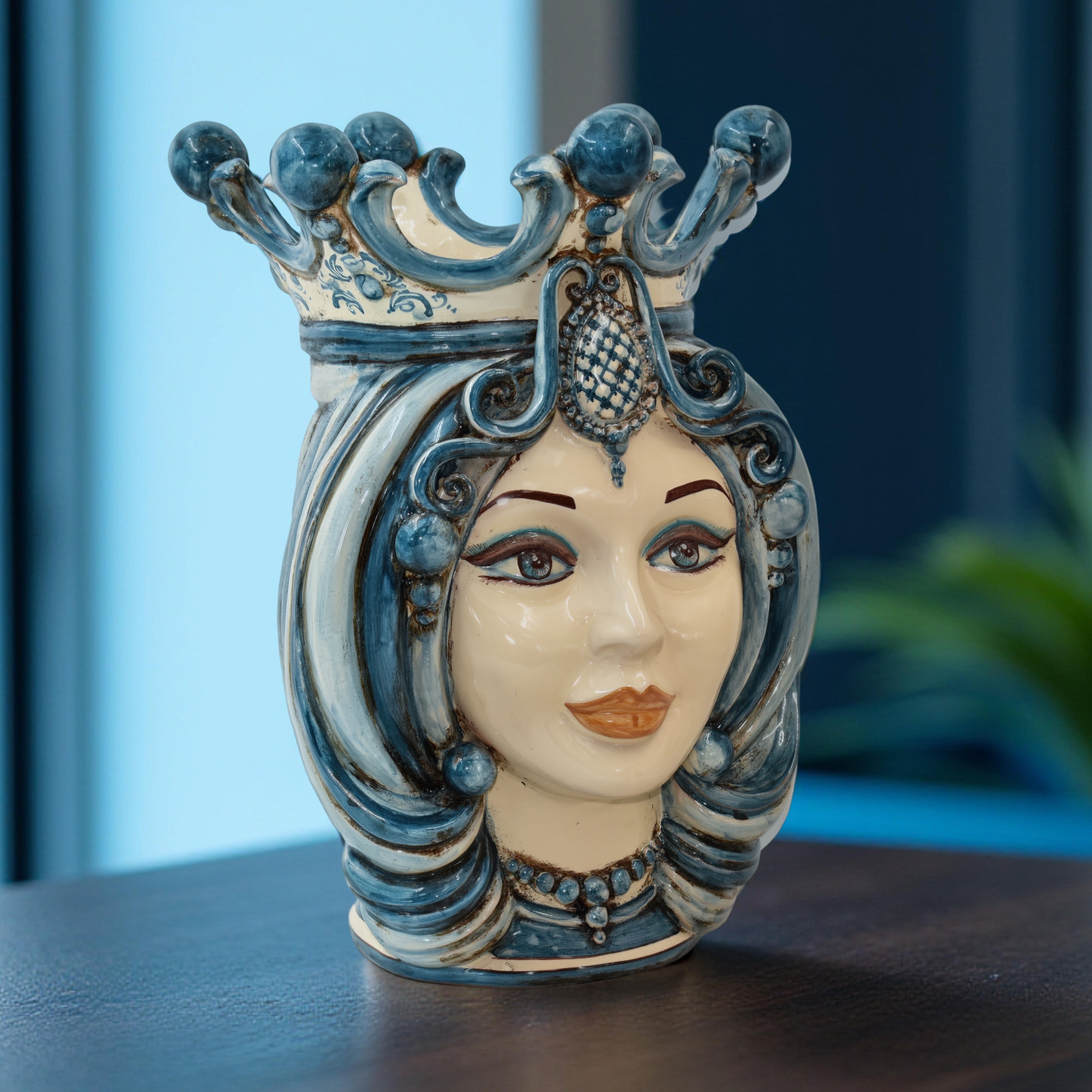 Testa h 38 in mono blu femmina - Ceramiche Di Caltagirone Sofia - Ceramiche di Caltagirone Sofia