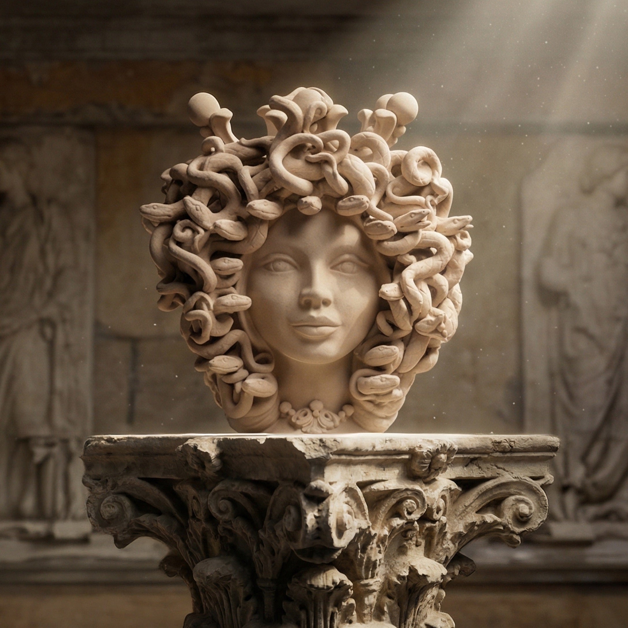 Testa Medusa h 38 cm — Tortora Opaco | Ceramica Caltagirone