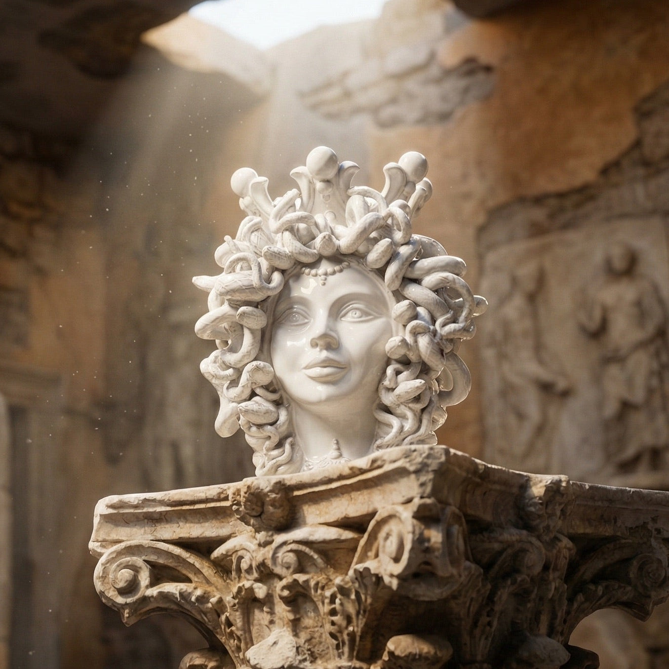 Testa Medusa h 38 cm — White Line | Ceramica di Caltagirone